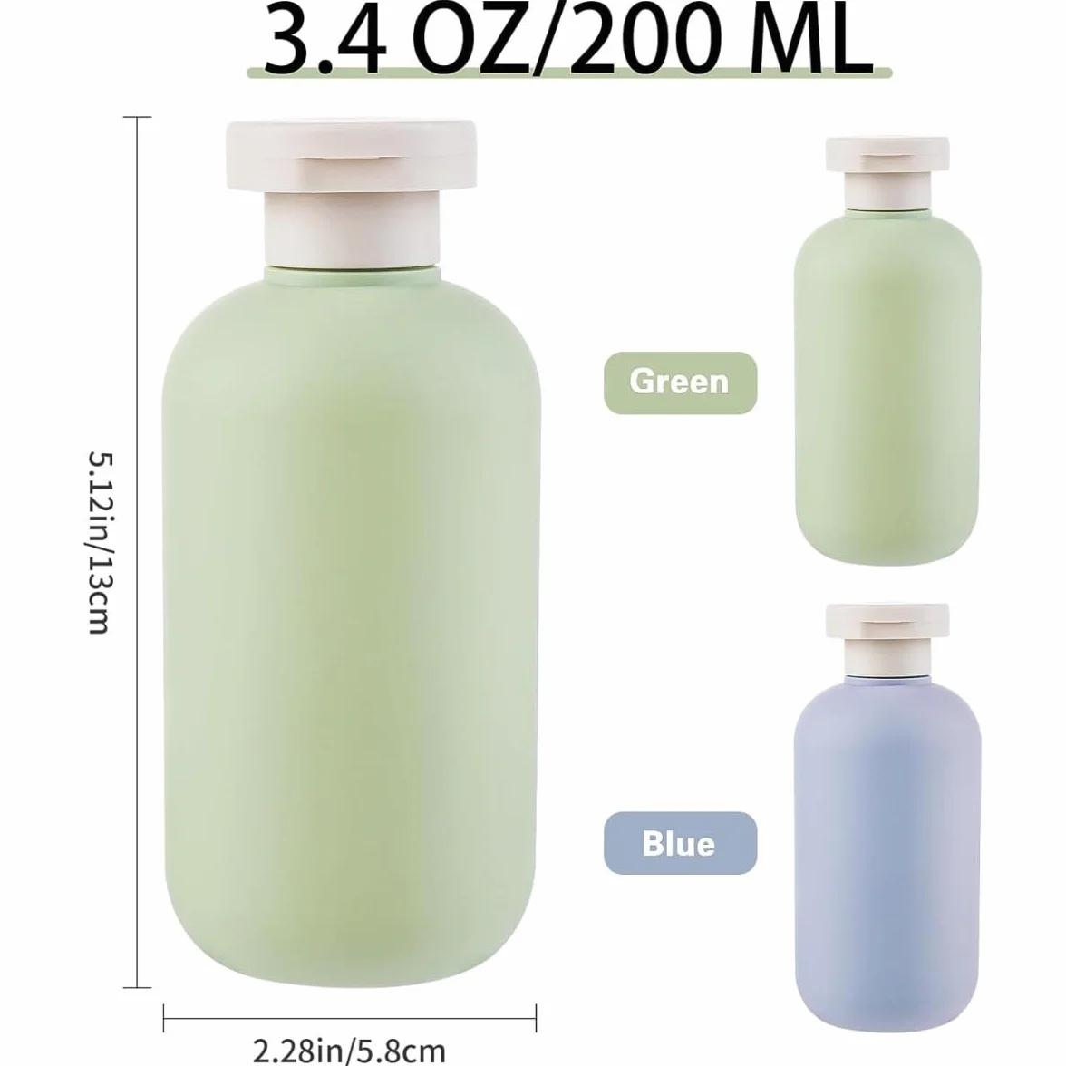 Botellas Exprimibles 200 ml 2 Piezas Plástico Recargables Vacías con Tapa Abatible para Loción Champú