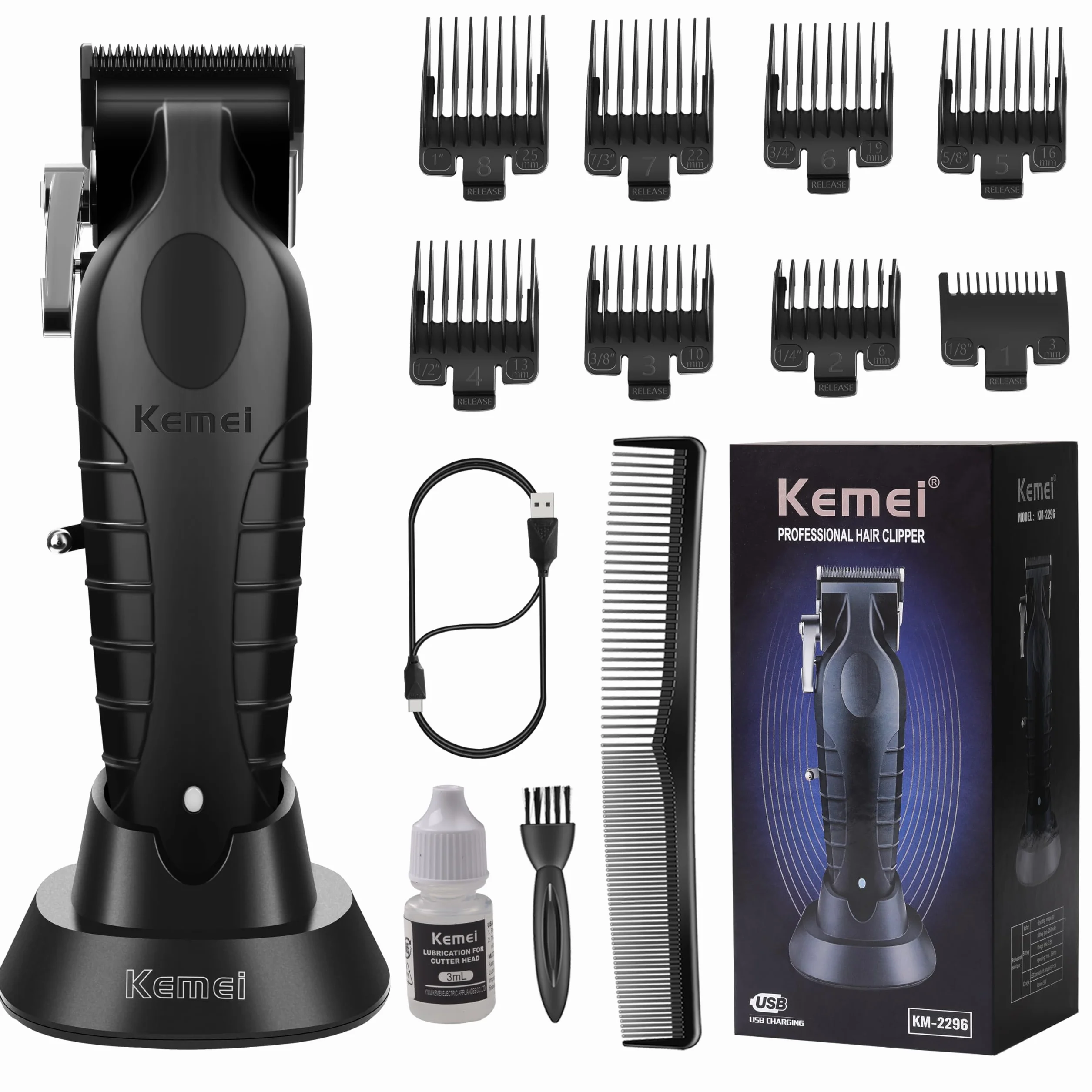 KEMEI 2296 Cortapelos Profesionales Inalámbrico con Cable Recortadora de Pelo y Barba