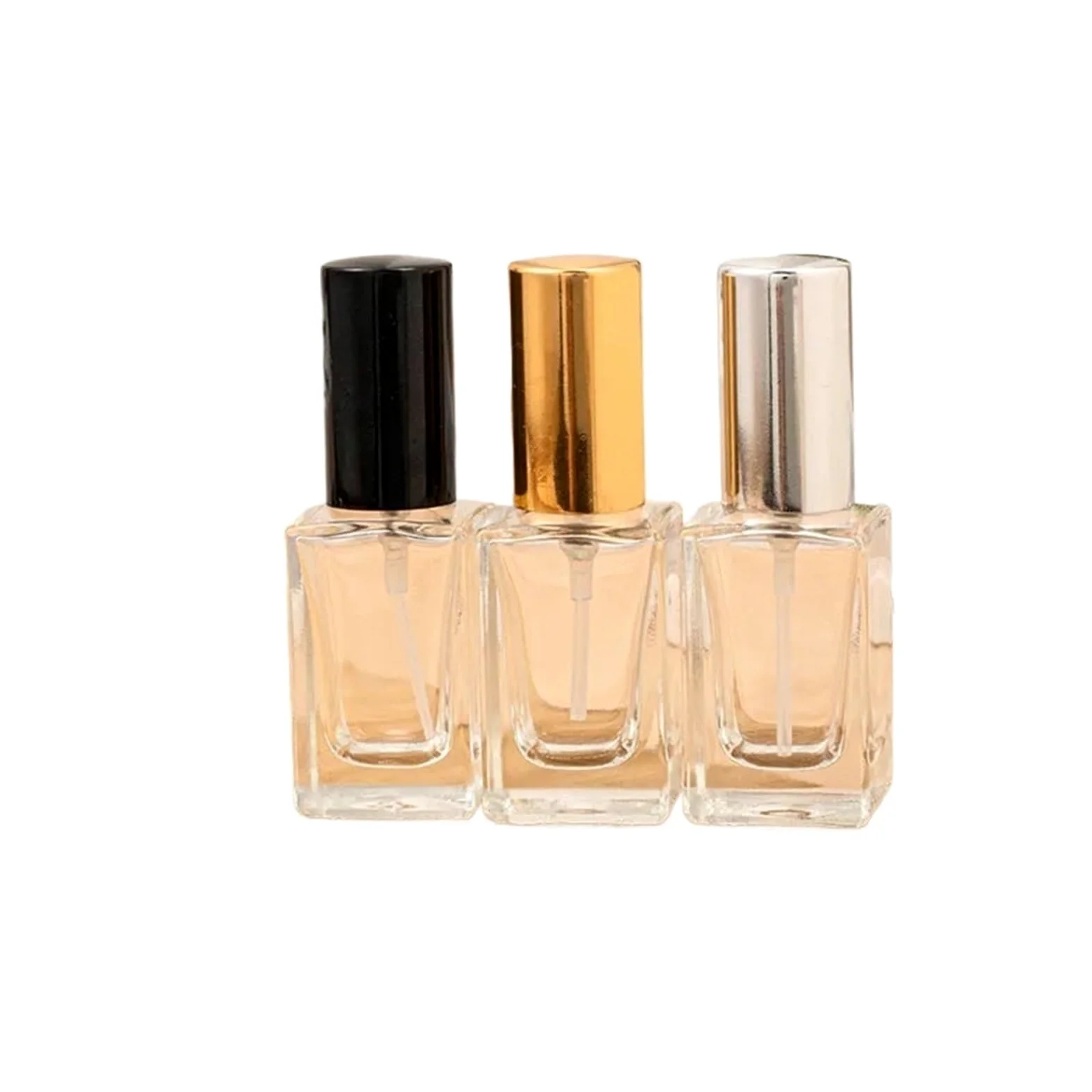 Bote Spray Pulverizador Botella de perfume portátil recargable vidrio 10 ml, contenedor cosméticos, atomizador en aerosol vacío, botella viaje, 10/30/50 unidades(Gold cap,50pcs)