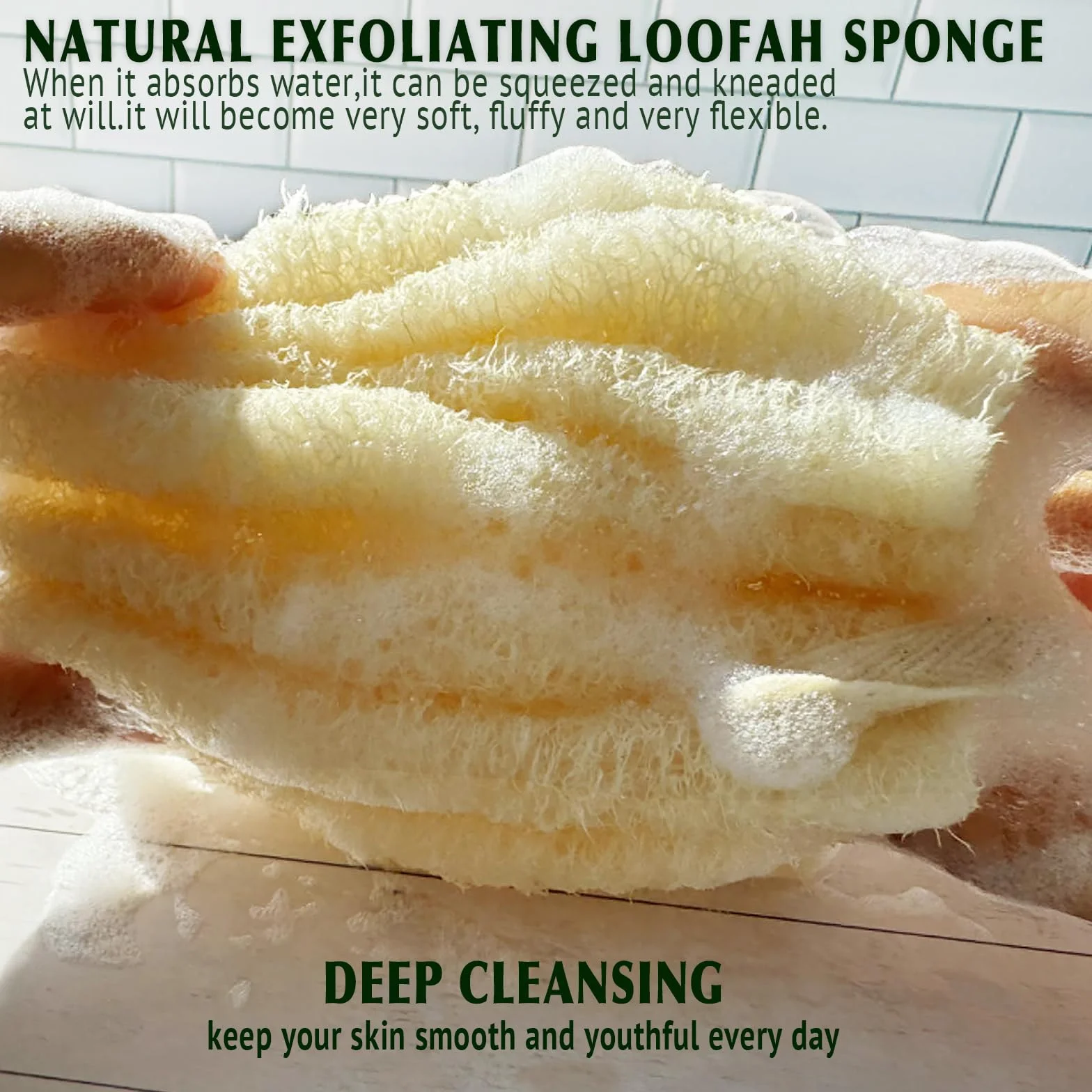 Esponja de lufa natural para baño, exfoliante corporal suave, 5.5 in, paquete de 2