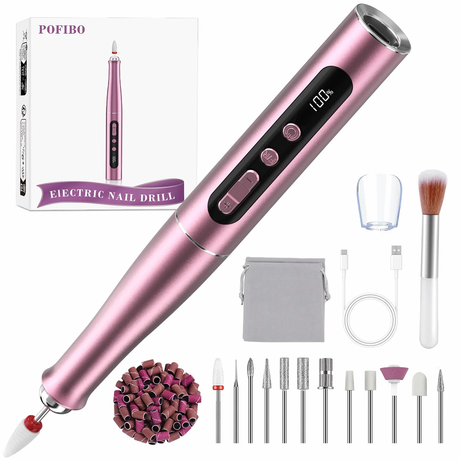 Torno para Uñas Profesional de 35000 RPM, Lima Eléctrica para Uñas de Gel y Acrílicas, Torno sin Cable con Velocidad Ajustable para Manicura y Pedicura