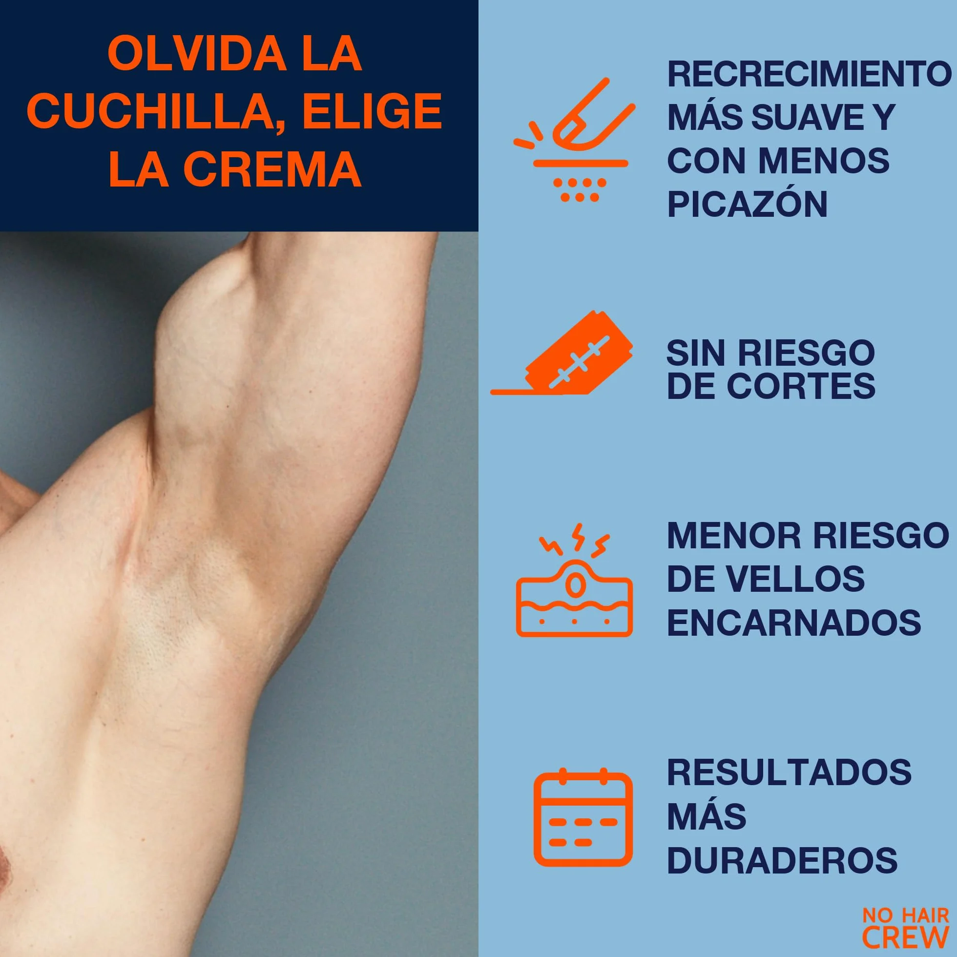 Crema Depilatoria Íntima Premium 100 ml NO HAIR CREW Extra Suave para Hombres