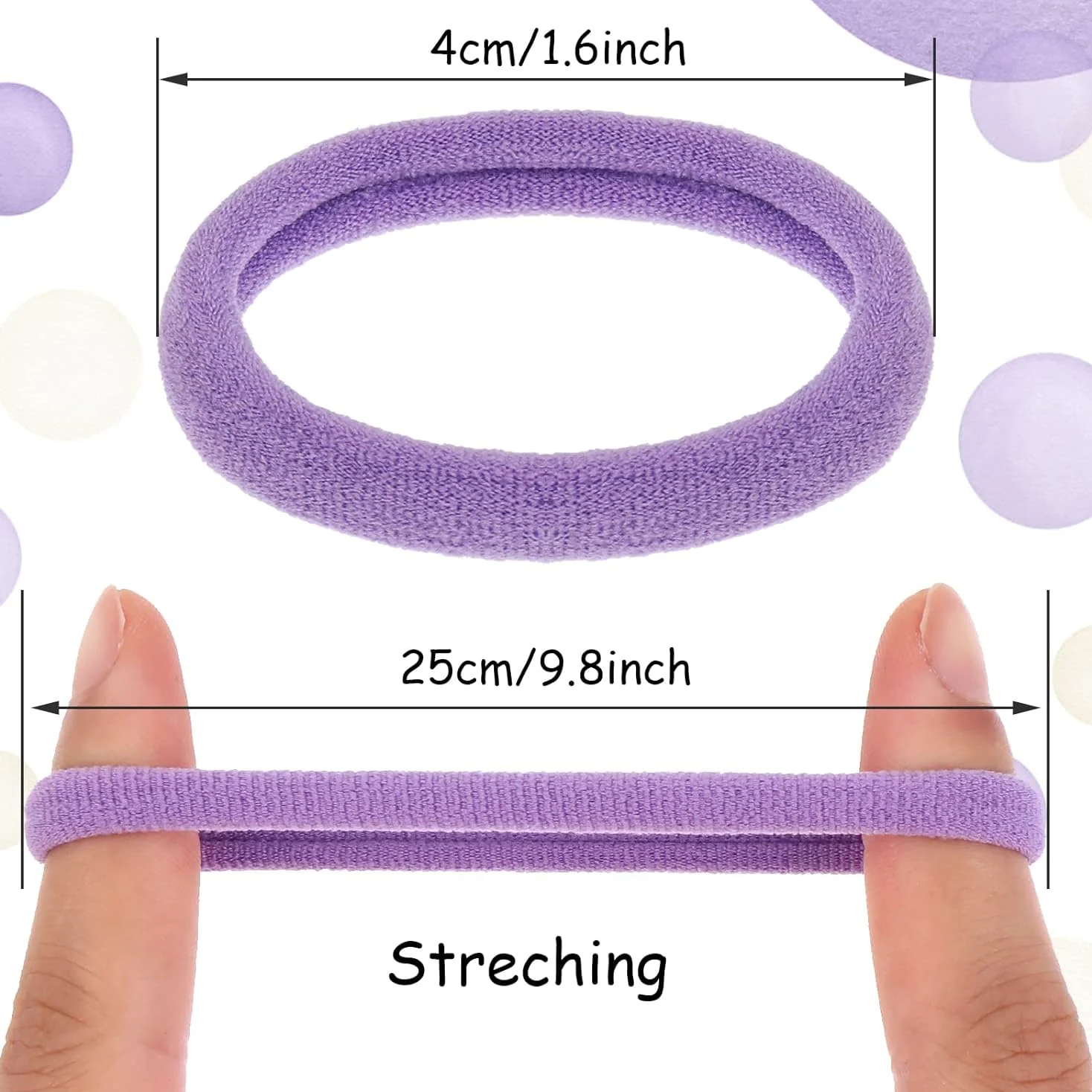 Cintas coloridas para el cabello para mujeres y niñas, 100 bandas de algodón sin costuras para cabello grueso y fino, soportes suaves para cola de caballo, sin arrugas, sin dañar el cabello elásticos