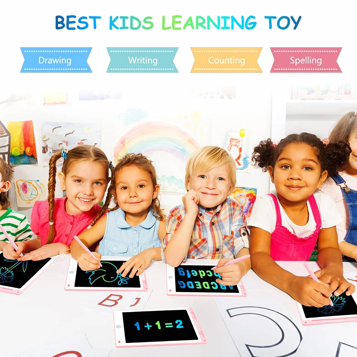 Vicloon Tableta de Escritura LCD 10" Tablero de Dibujo Electrónico para Niños con Bloqueo de Pantalla
