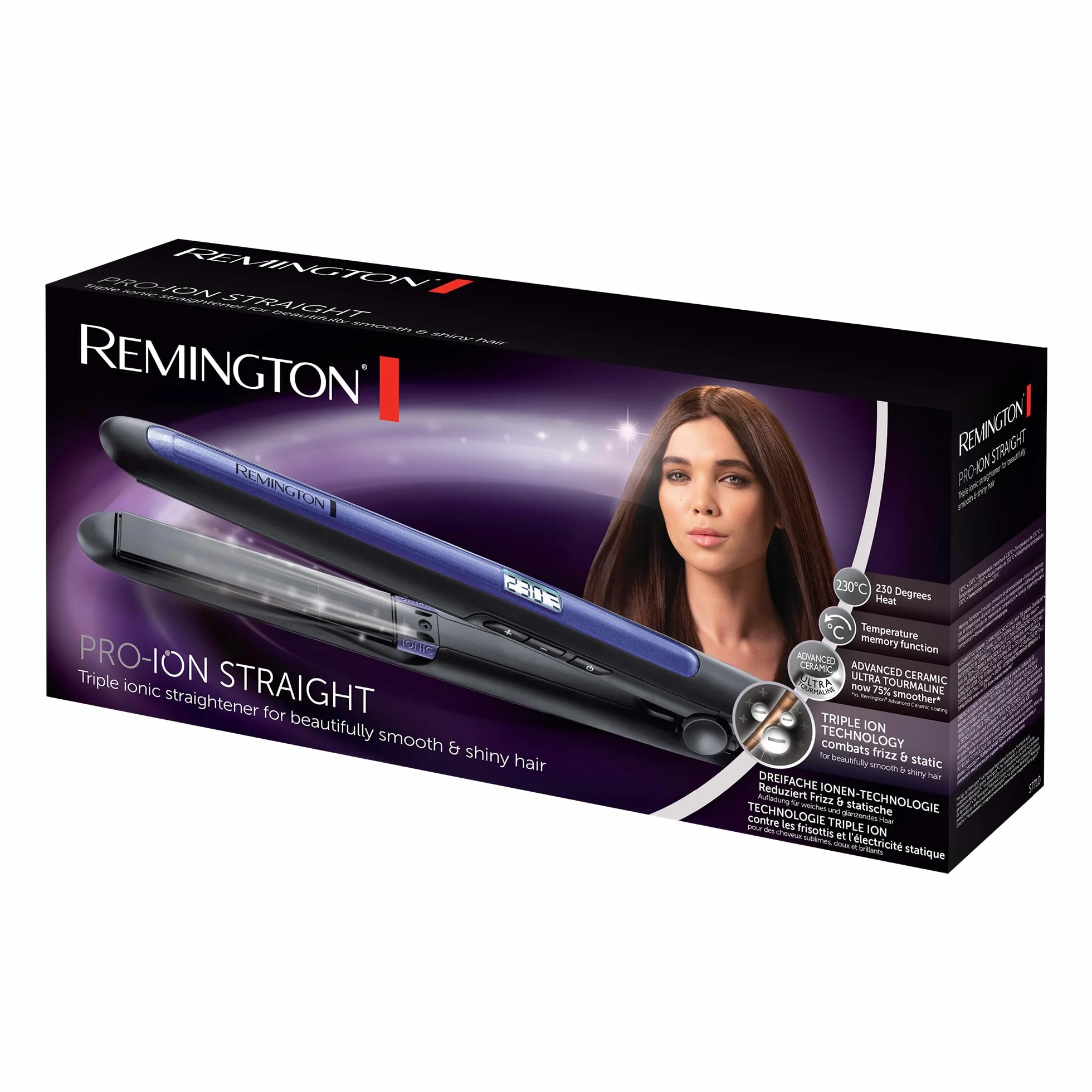 Remington Plancha Pelo Pro-Ion cerámica turmalina 150-230°C LCD S7710