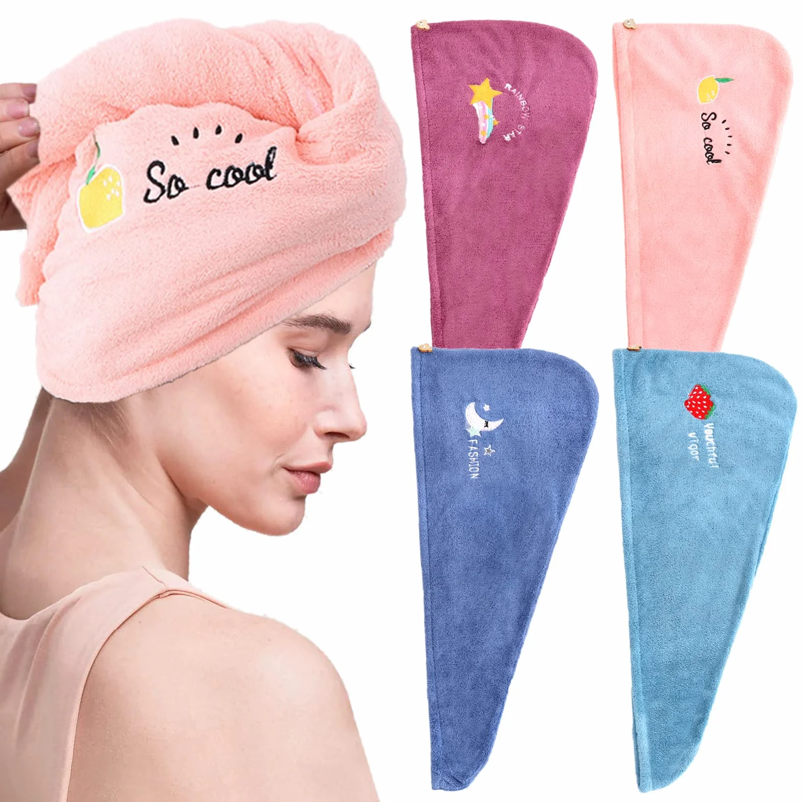 VEGCOO Toalla para el Cabello Turbante Seca Pelo Mujer Superabsorbente Secado Rápido Microfibra