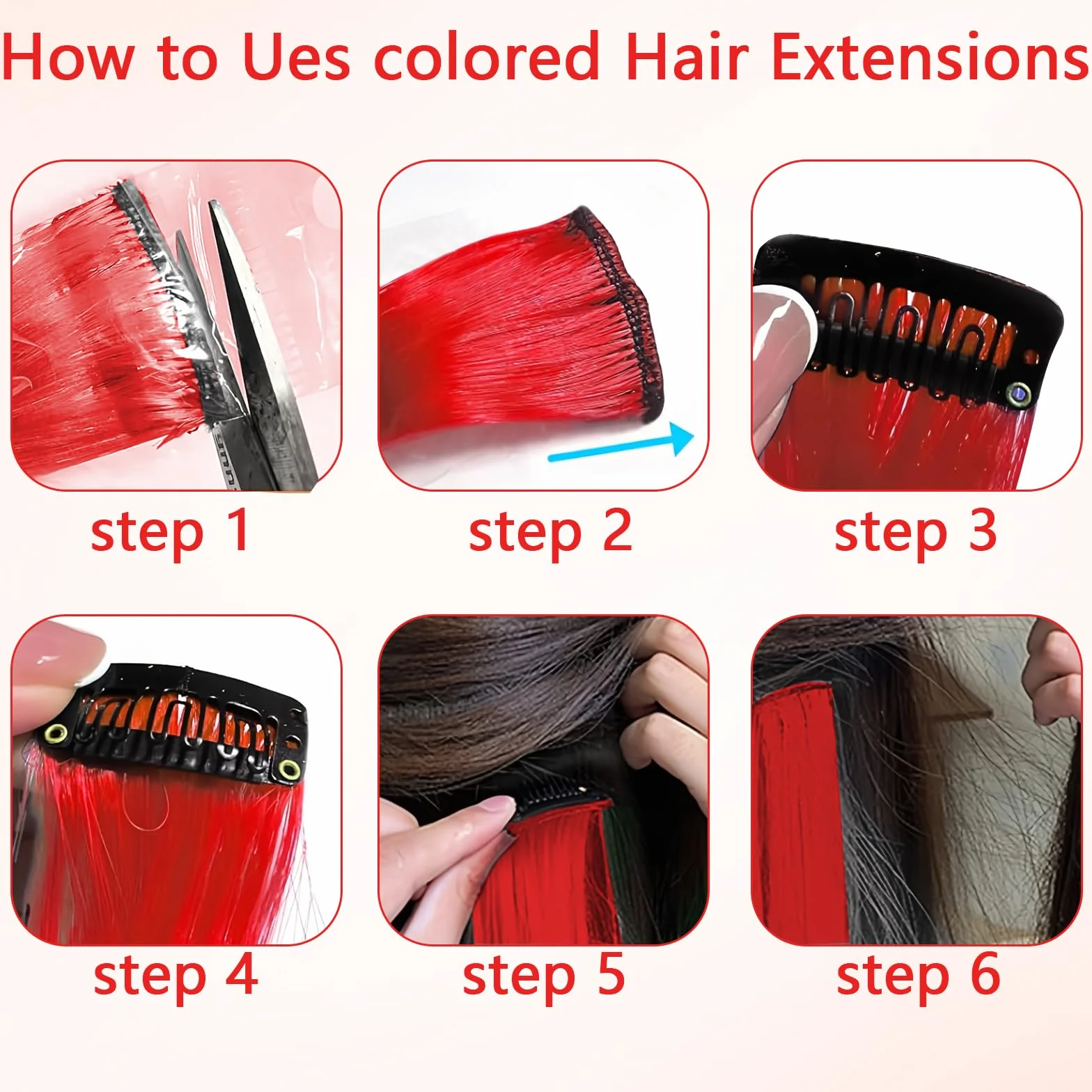 Extensiones De Clip De Pelo Natural rojo Mechas Pelos Fiesta Resaltar Rayas De Colores Regalo De Cosplay