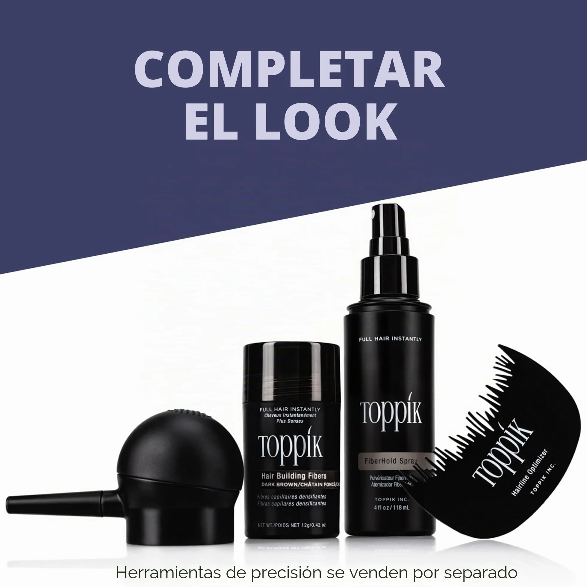 Toppik Fibras Capilares Castaño Oscuro, Fibras de Queratina para Densidad, 27,5 g