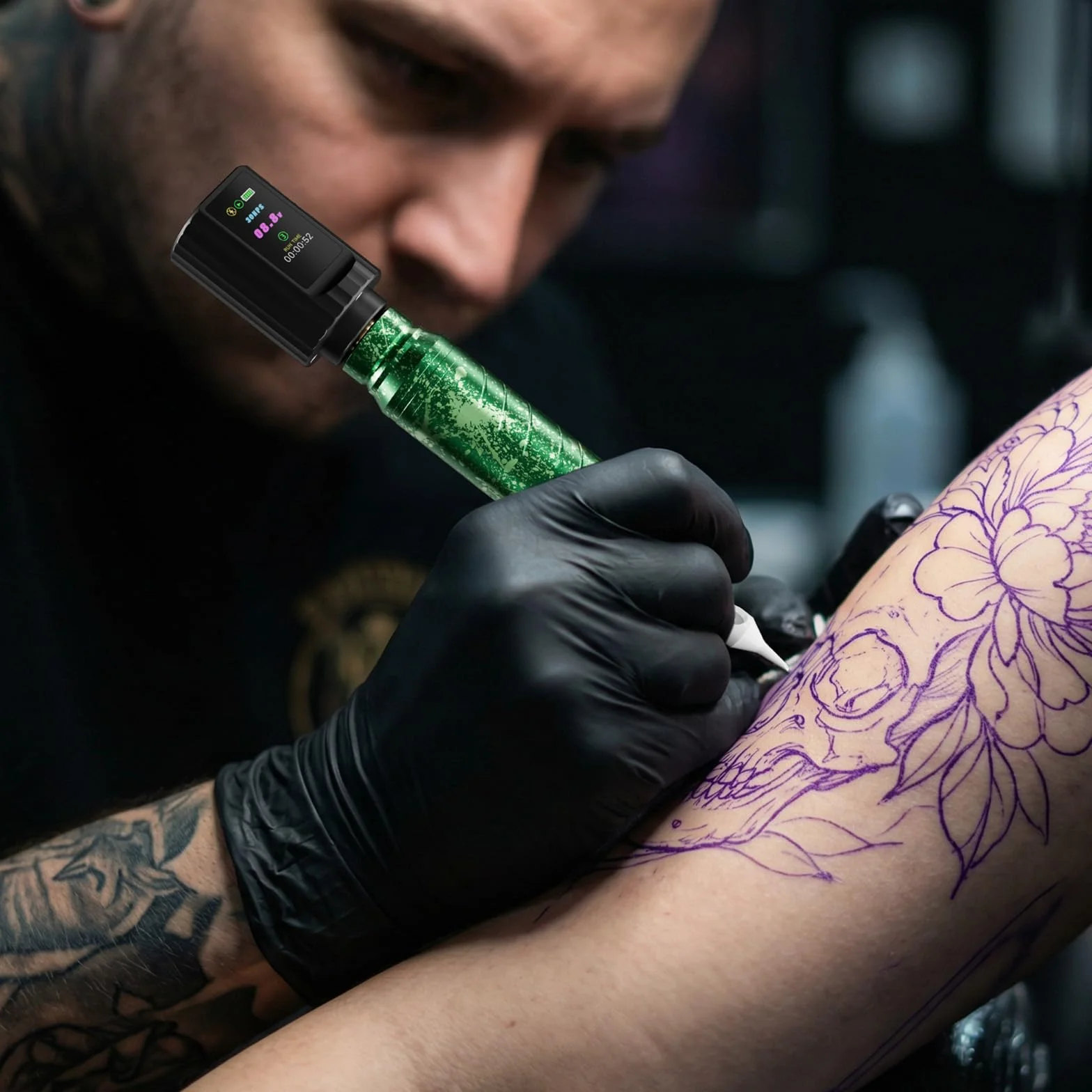 SOLONG Kit Profesional para Principiantes de Tatuajes – Lápiz Inalámbrico 1600mAh con 10 Agujas de Cartucho y Papel Transfer, Equipo Completo para Empezar, EF-TK-P753KITCEU-10