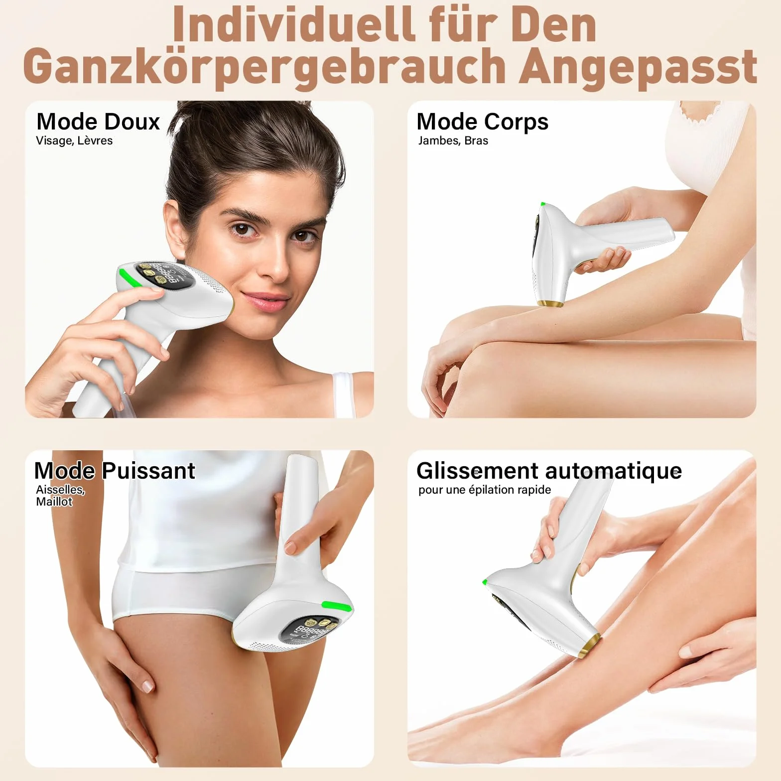 NIKYJM Depiladora IPL luz pulsada con enfriamiento 9 velocidades HR/SC/RA para mujer hombre cuerpo axilas Blanco