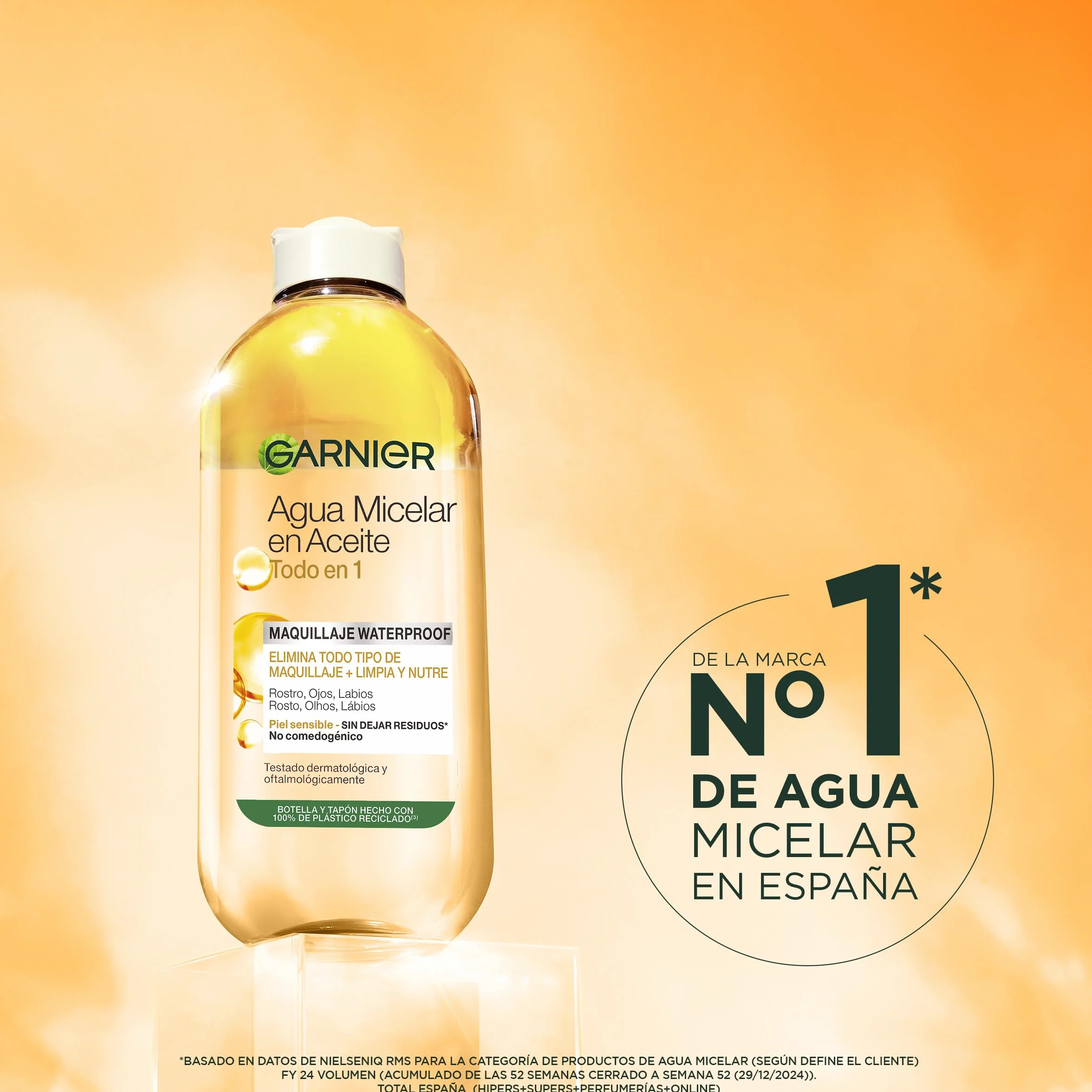 Garnier Skin Active Agua Micelar En Aceite Pack 2X400Ml +1X100Ml Desmaquillante Labios Ojos Rostro