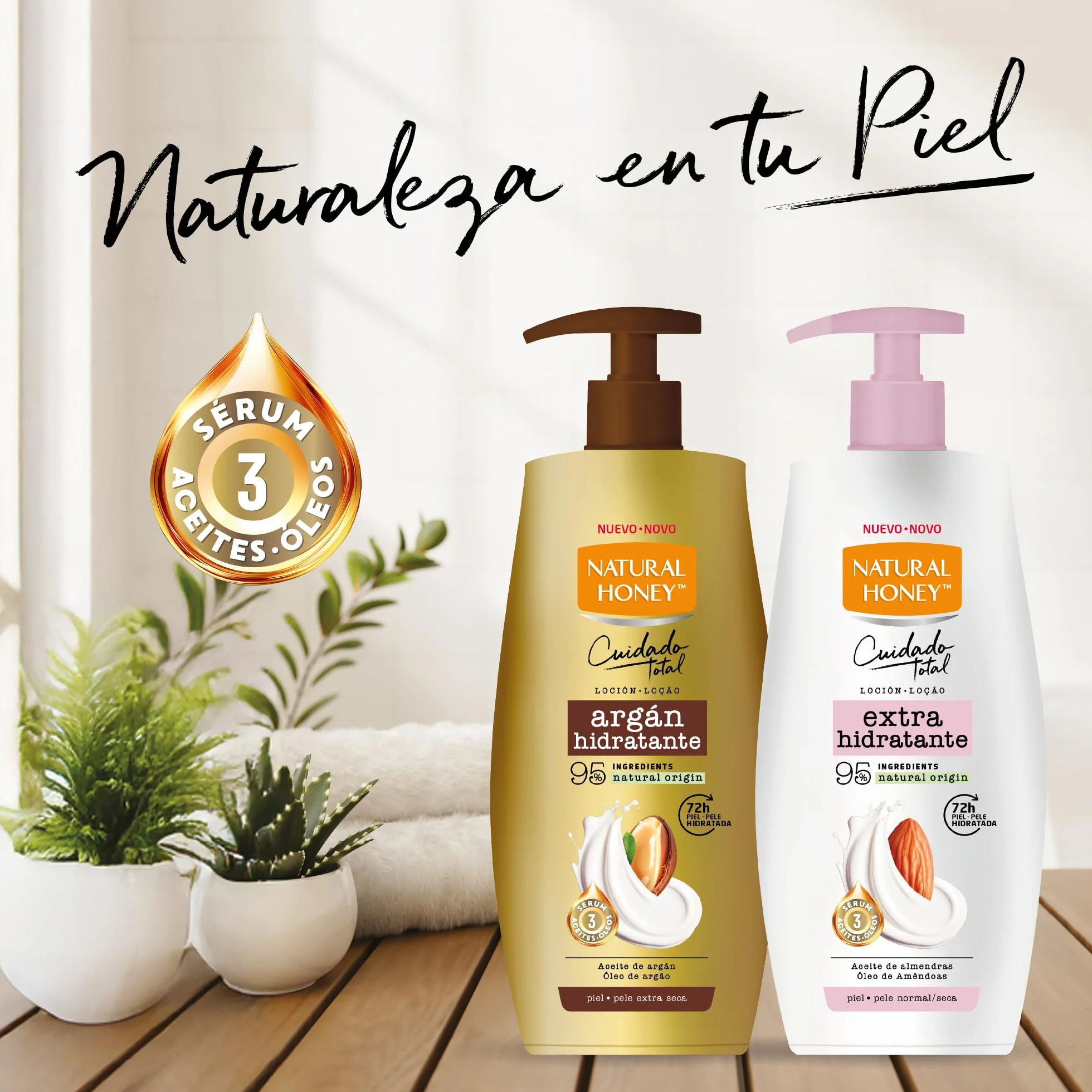Natural Honey Loción Corporal Argán Hidratante 72H 600 ml