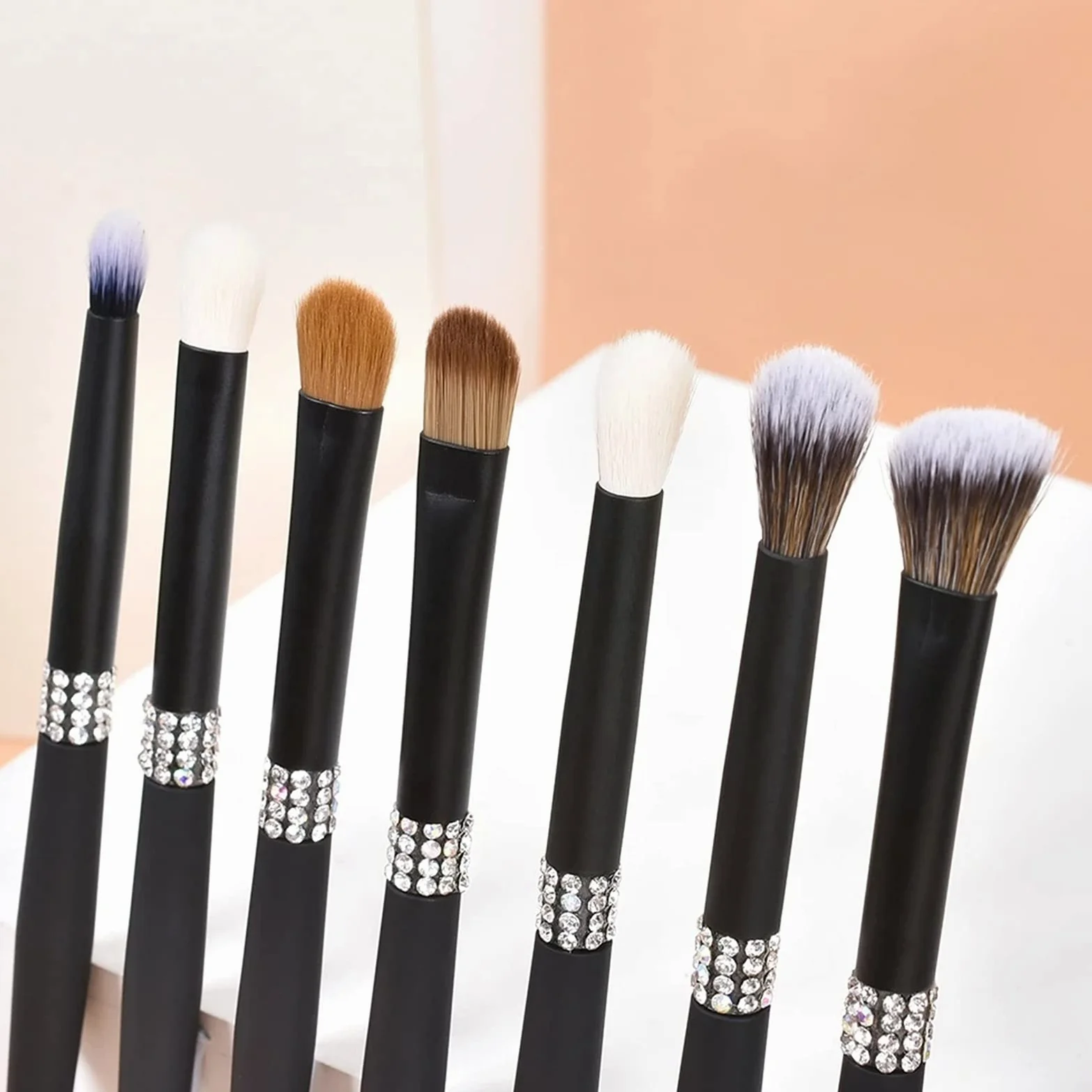 Juego de Brochas de Maquillaje Conjunto de cepillo maquillaje brocha profesional 10 conjunto ceja manija mate negro para Viajes