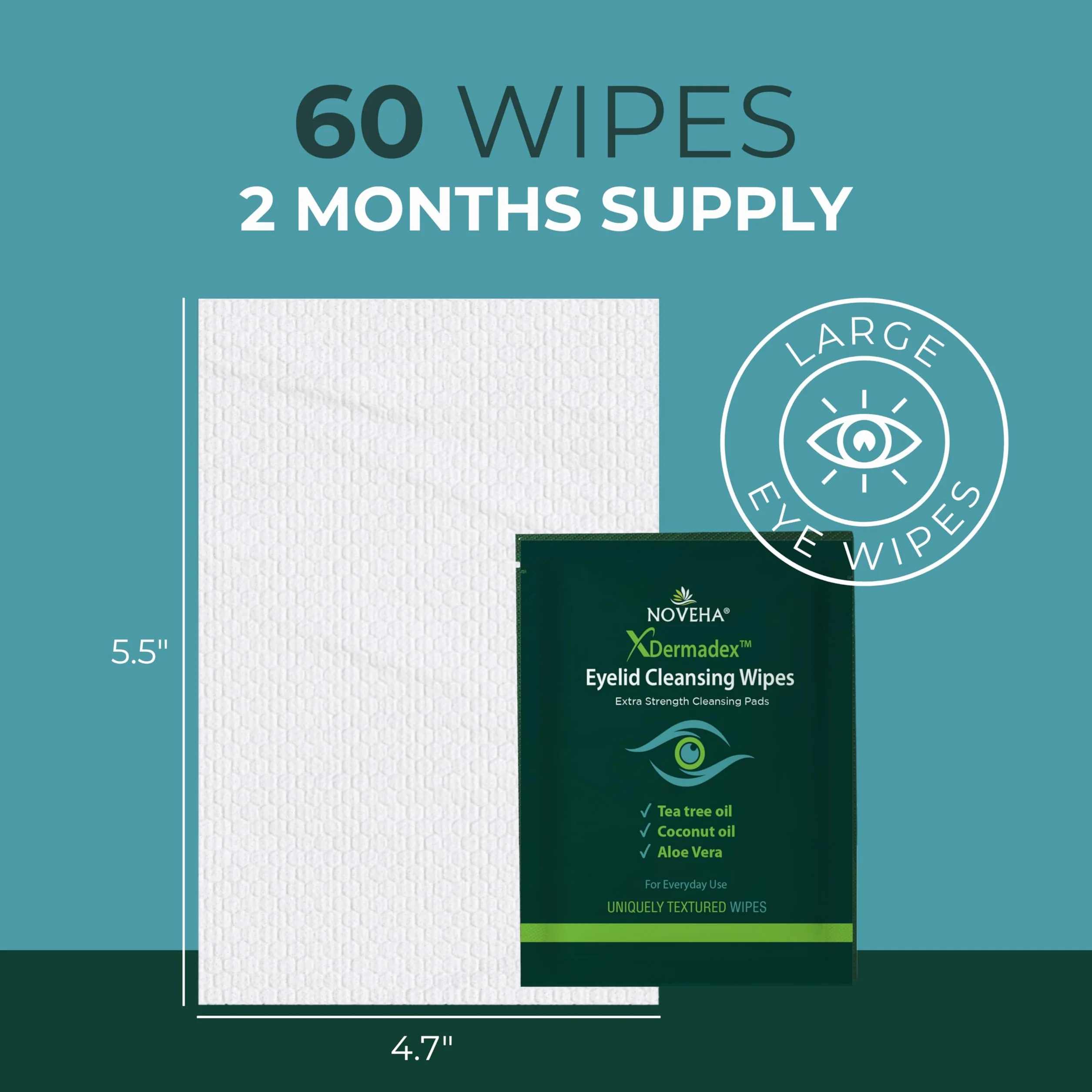NOVEHA Demodex Toallitas para párpados y pestañas 60 unidades limpiadoras extra fuertes