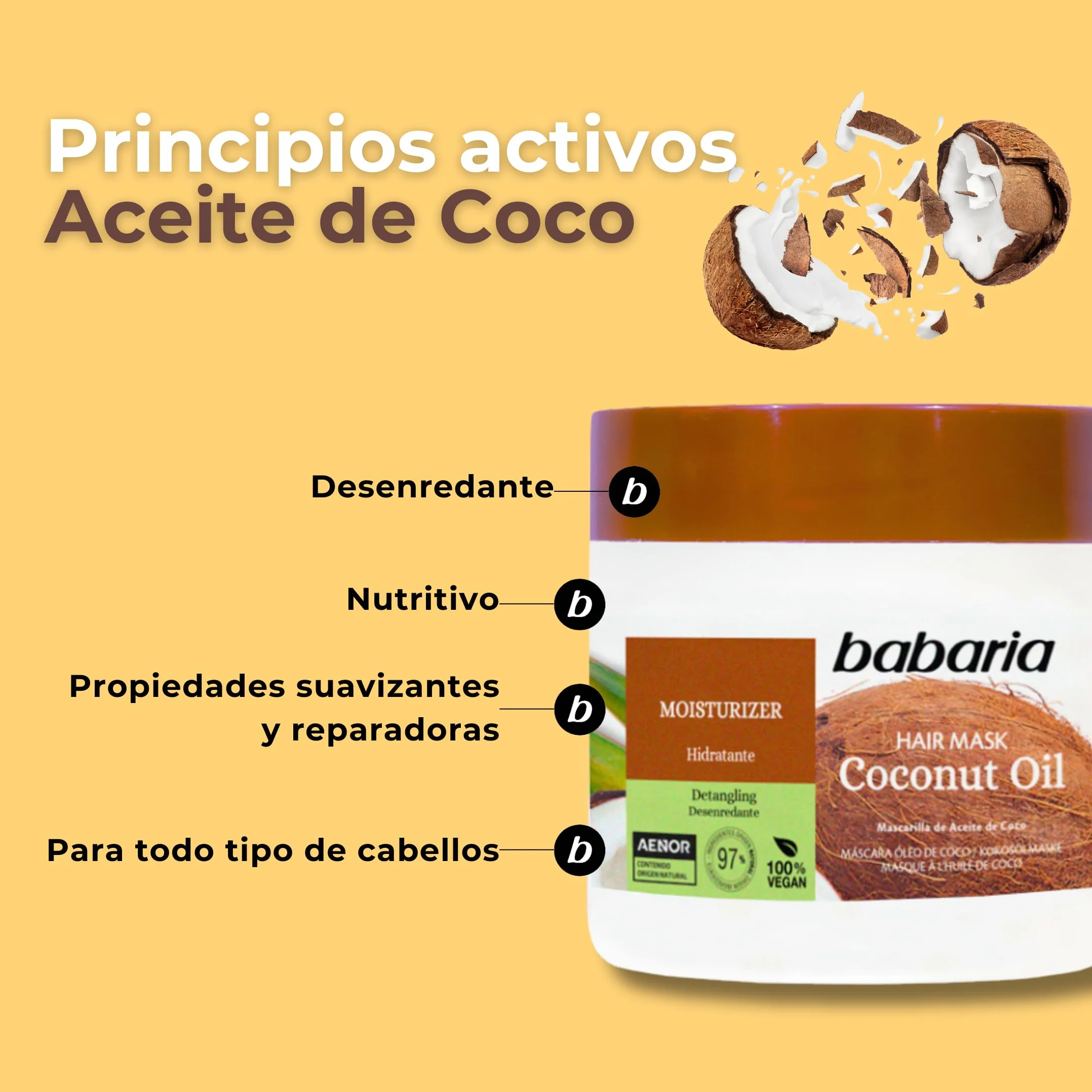 Babaria Mascarilla de Aceite de Coco Hidratante 400 ml