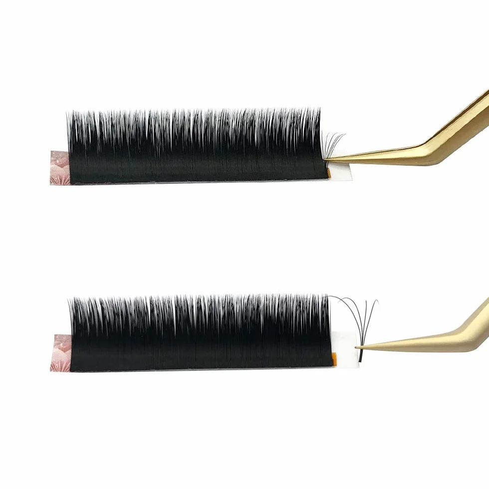 Pinzas de pestañas EMEDA profesionales doradas precisión 2 piezas juego extensiones 3D 6D Volume