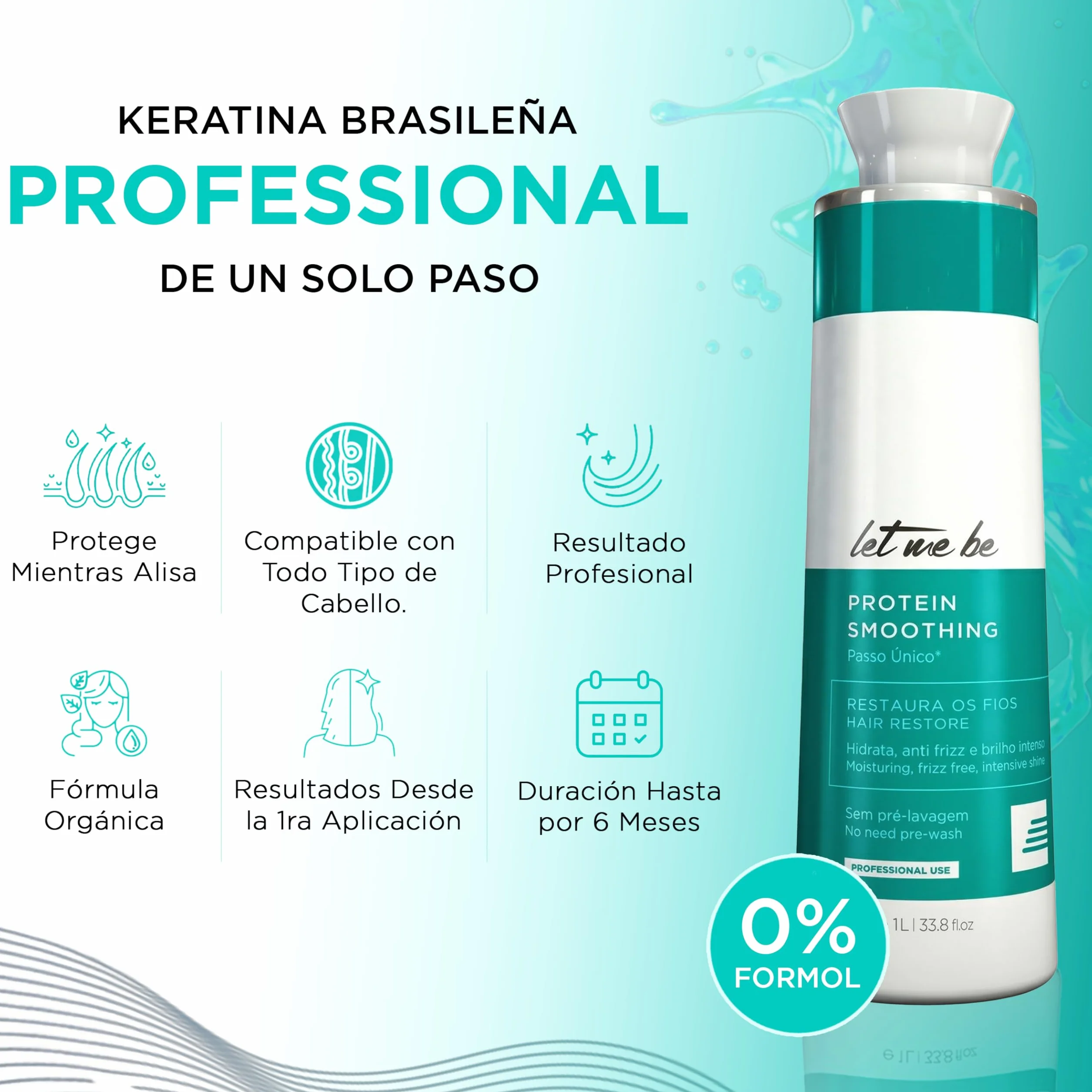 Let Me Be Protein Smoothing Alisado Brasileño Orgánico 500ml Keratina Hidrolizada Sin Formol