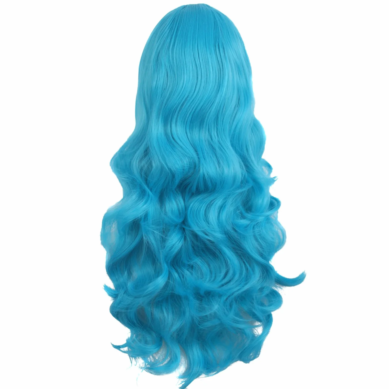 Mapofbeauty Peluca Sintetica Rizada 70cm Cereste Azul