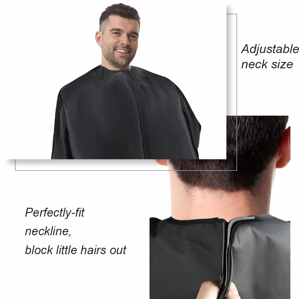 LOPHE Capa de Peluquería Negra Impermeable con Cepillo y Peineta
