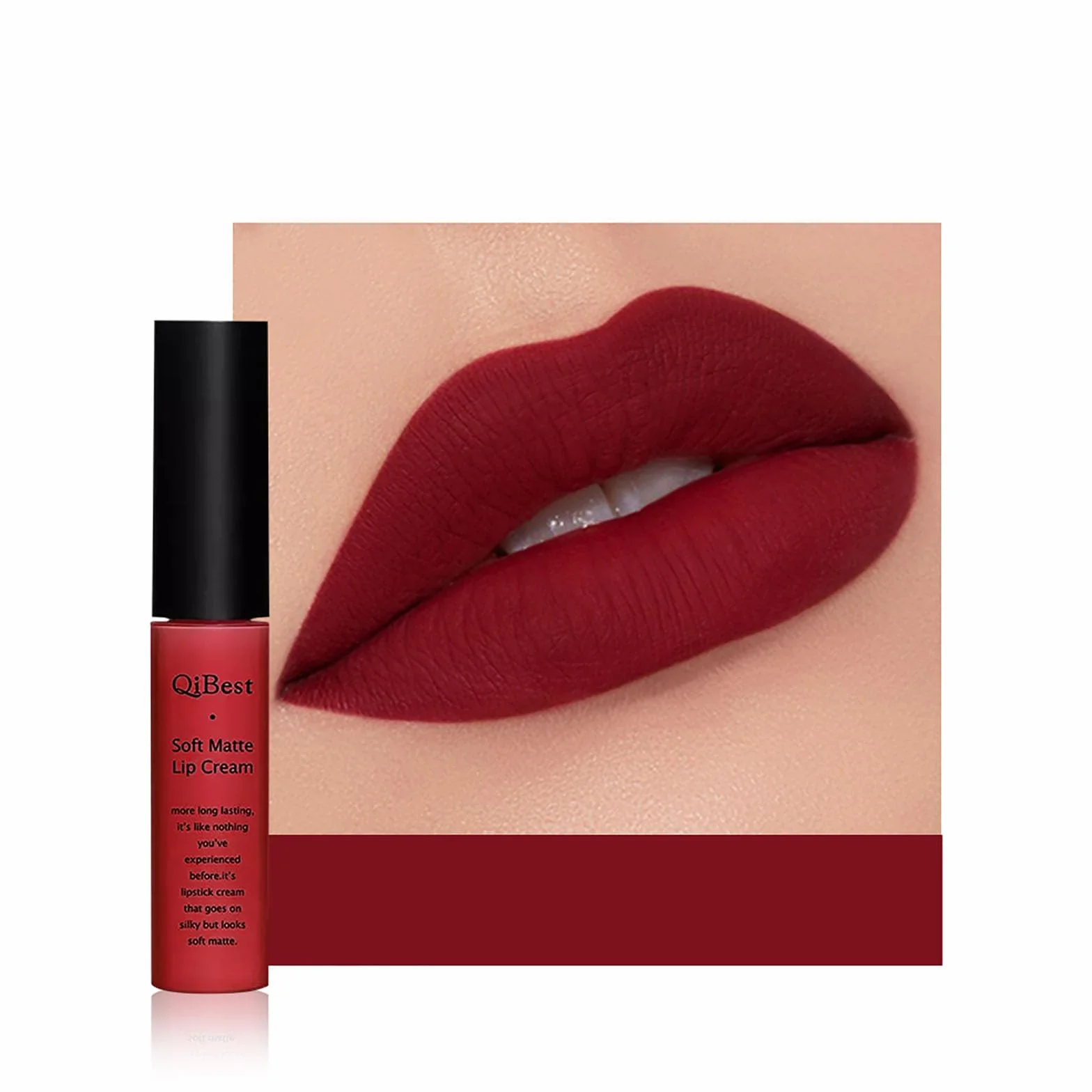 Velvet Matte Liquid Lipstick Larga Duración Resistente al Agua Antiadherente Copa Brillo Labios Rojo Oscuro 602