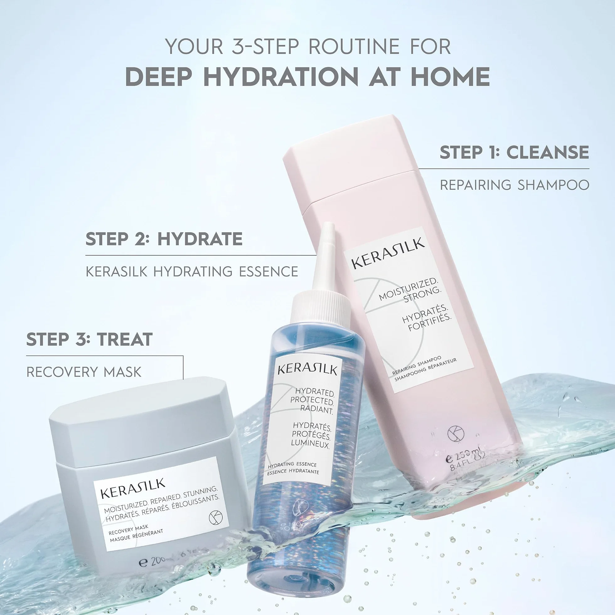 Kerasilk Esencia hidratante, para todo tipo de cabello, tratamiento ligero, proporciona hidratación profunda, impregnada con seda biomimética y betaína, 150 ml
