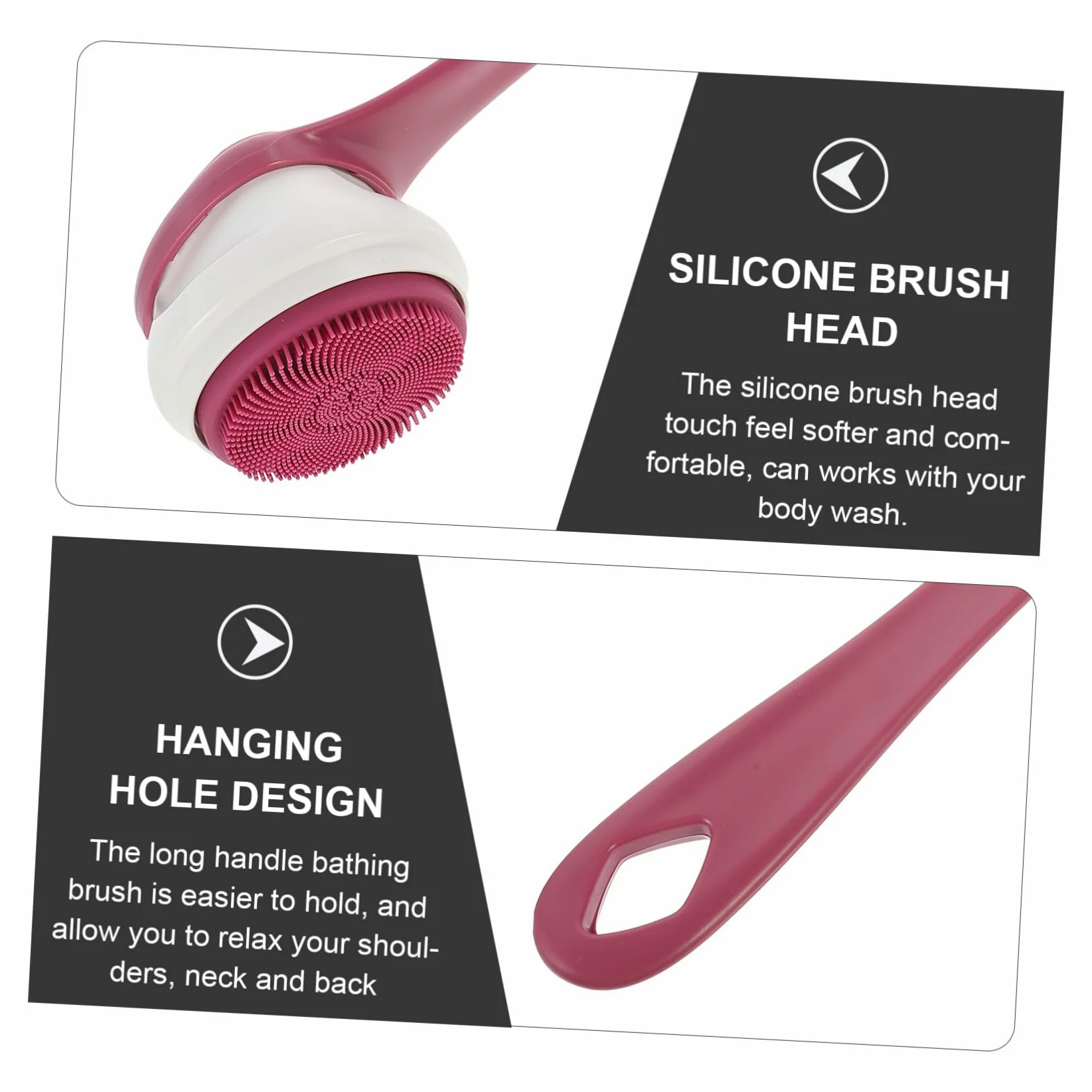 Cepillo de Ducha de Mango Largo Depurador Corporal Reutilizable 3 Velocidades Ajustables y Material de Silicona Resistente al Agua para Exfoliación y Limpieza Diaria