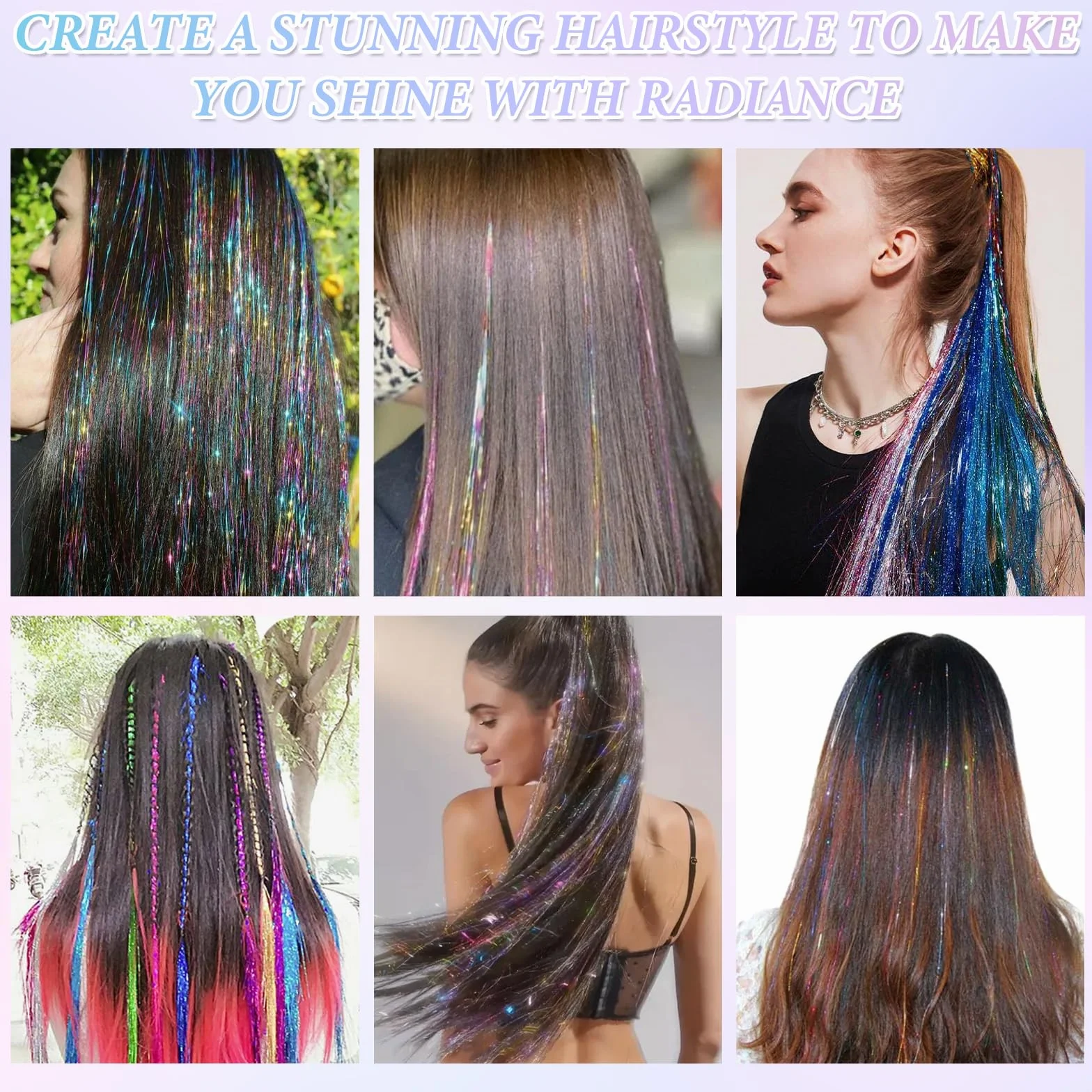 Kit De 16 Colores De Paillettes Extensiones Para Pelo, 3200 Mechas Brillantes