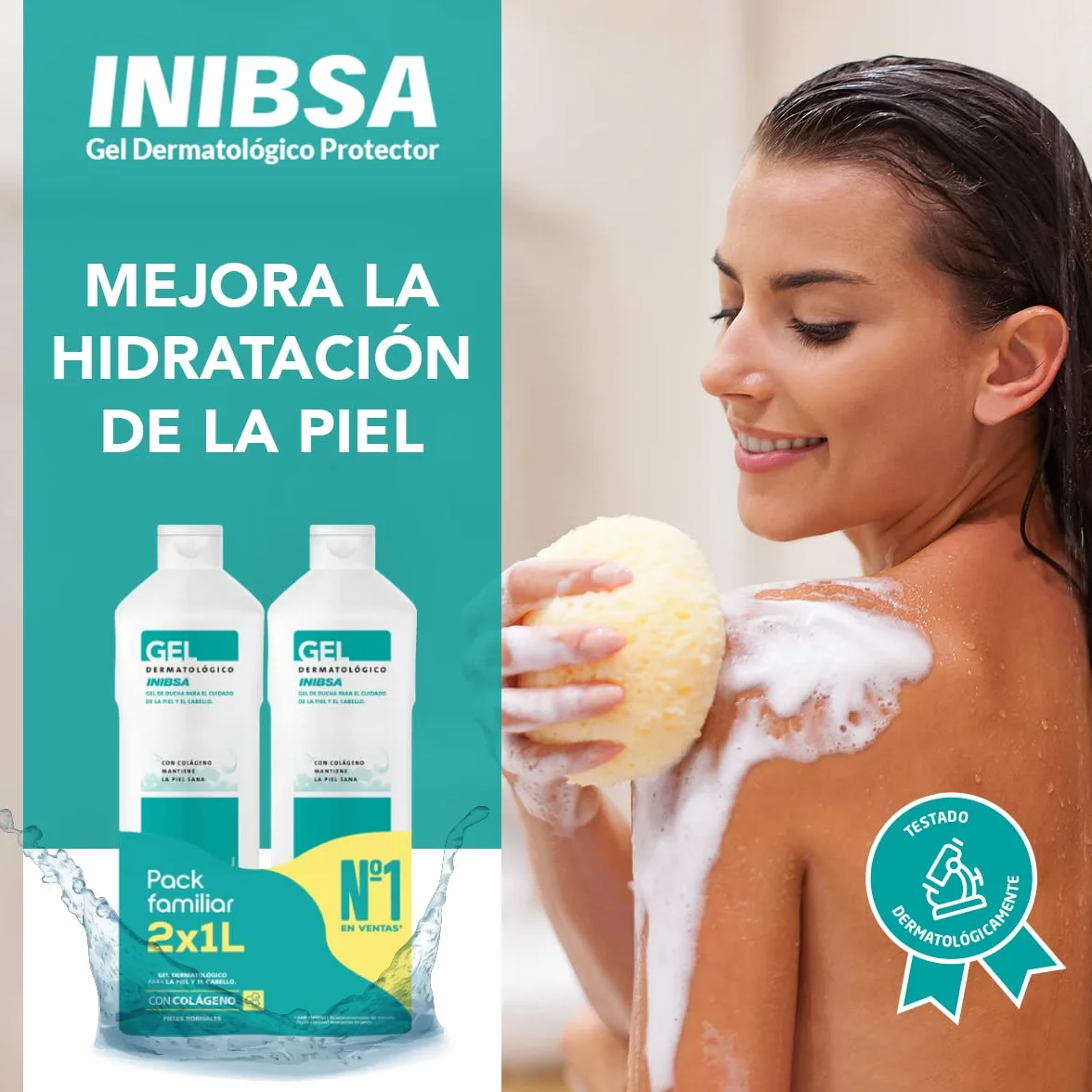 INIBSA Gel de baño dermatológico 2 L Paquete de 2 x 1 L