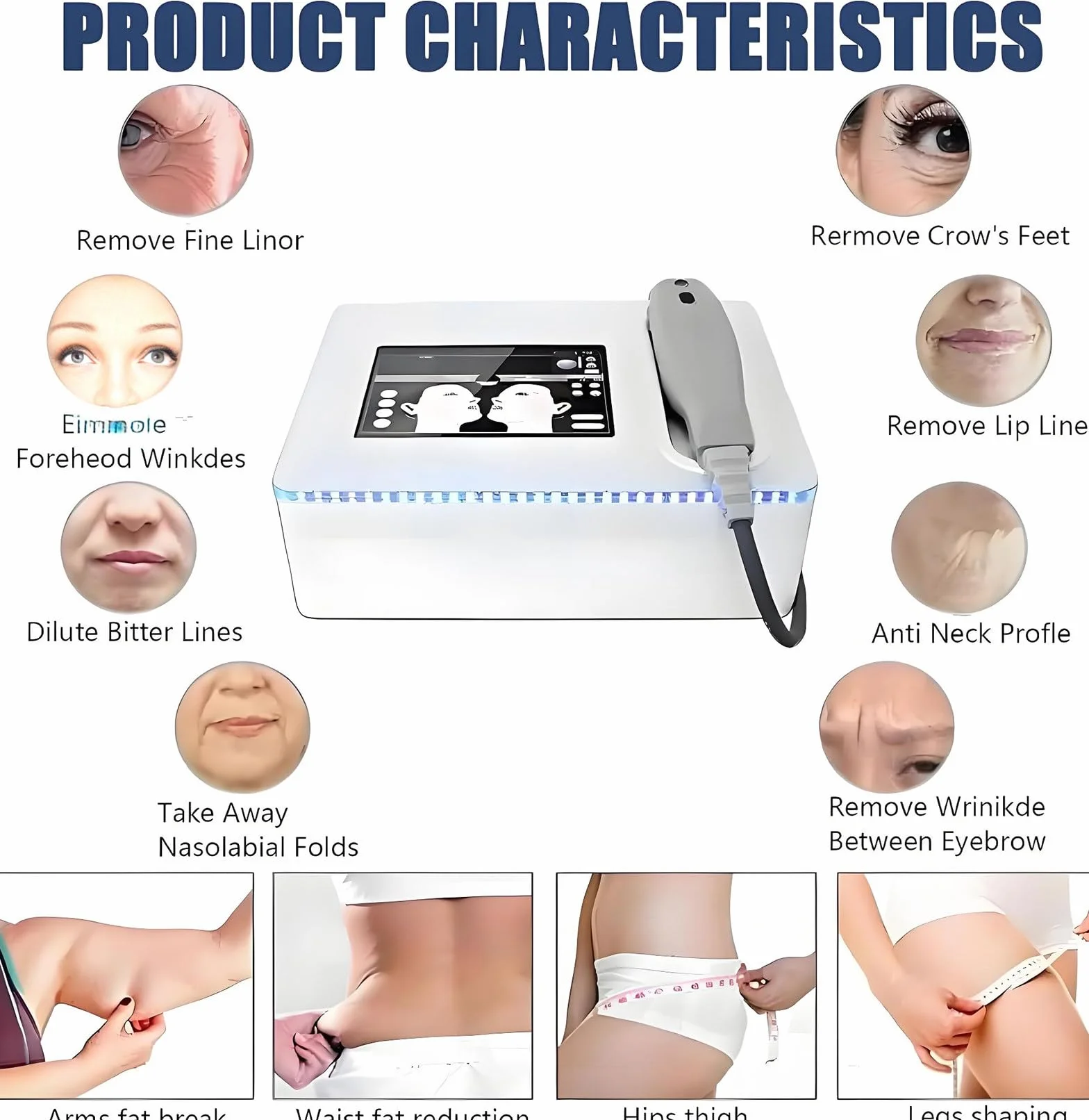 Profesional Dispositivo Hifu 7d 5 Profundidades Ajustables (1,5-13 Mm) Para Lifting Facial Y Corporal Antienvejecimiento