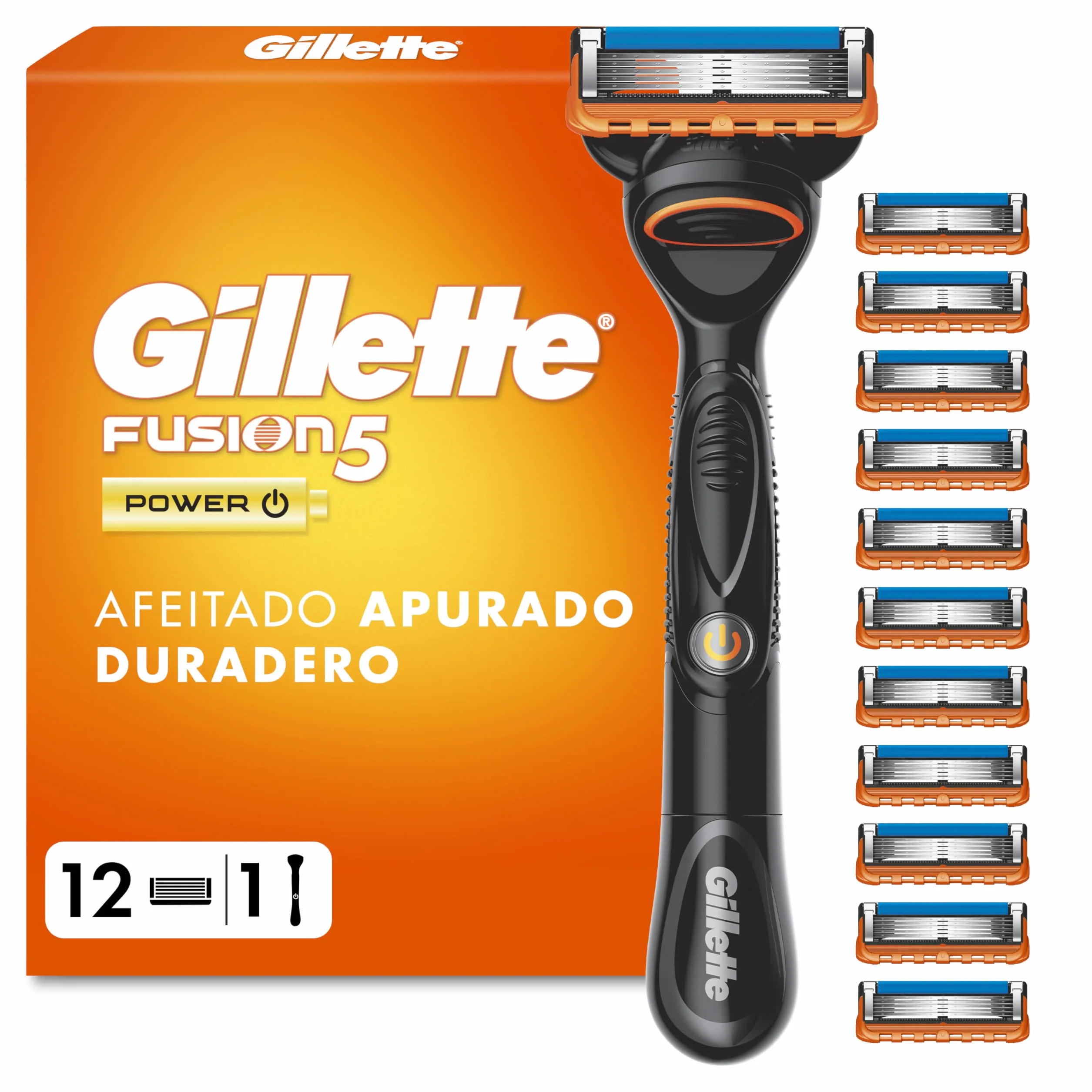 Gillette Fusion5 Power Maquinilla de Afeitar para Hombre con 12 Cuchillas
