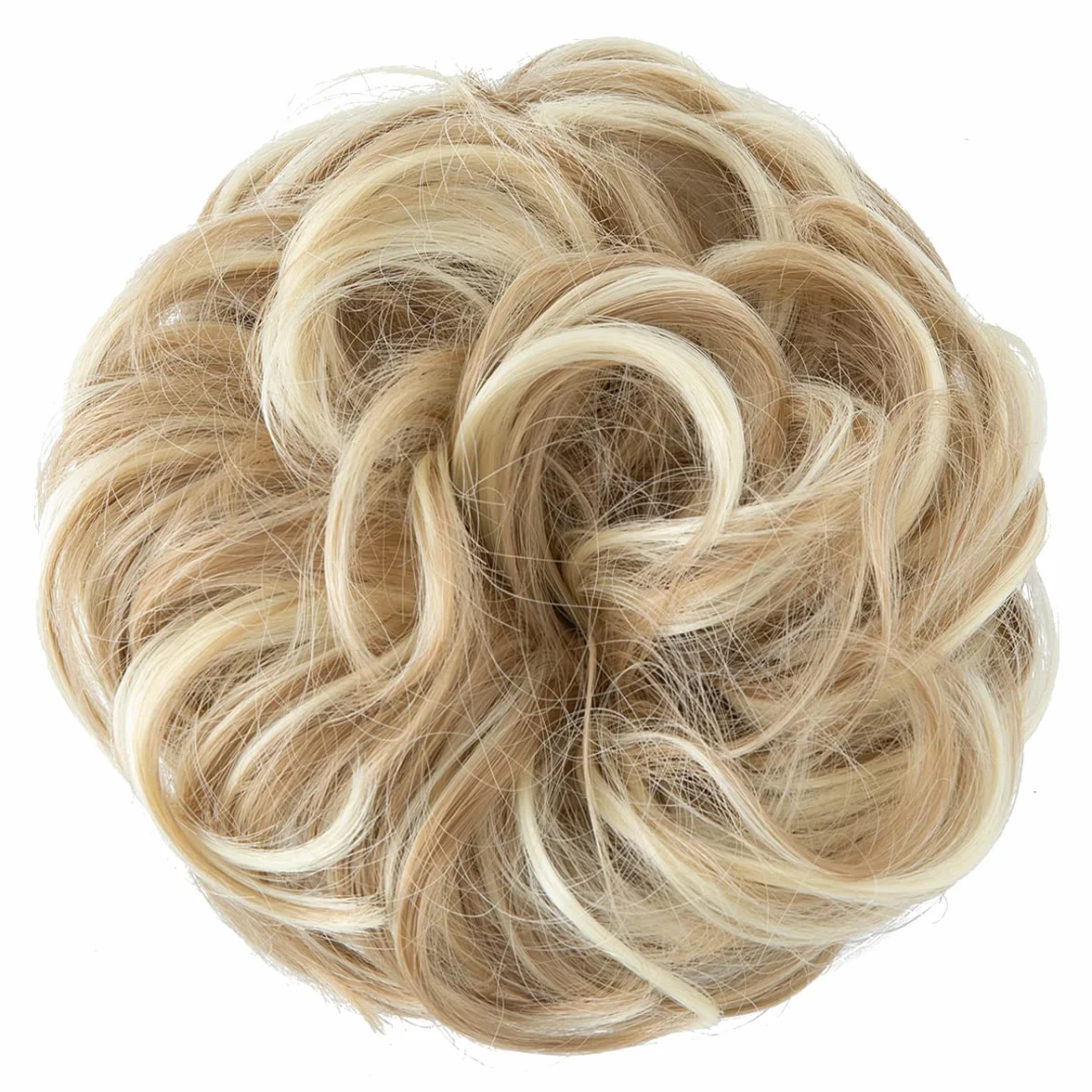 Moños Postizos Grande para Mujer, Coleteros Pelo Natural Rizado Ondulado, Moño Sintético Despeinado Rubio Sucio