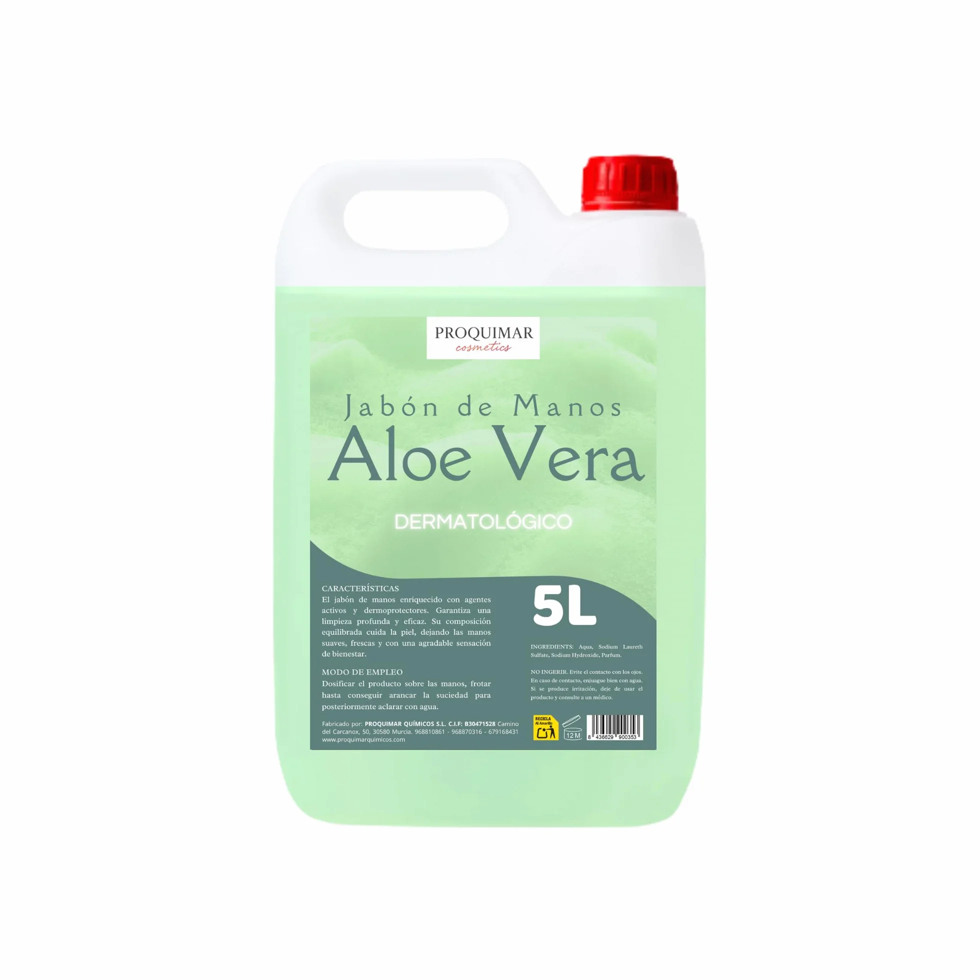 Jabón de Manos 5000 ml Aloe Vera Limpieza Suave Hidratación Total
