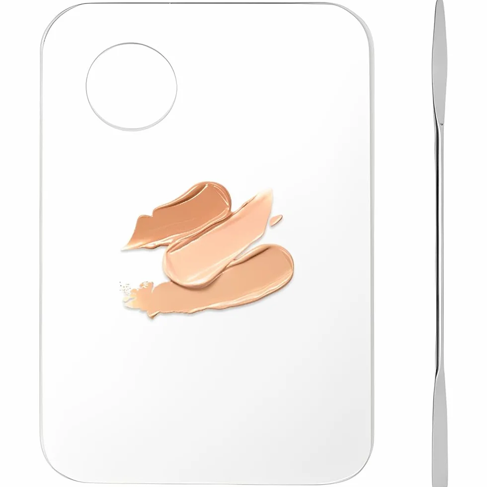 Paleta de Maquillaje Acrílico Transparente con Espátula para Base y Uñas