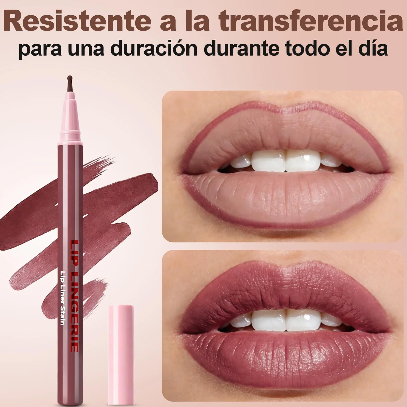 Erinde Delineador Labios Permanente 2 en 1, Texture Cremosa & Transfer Proof, Punta Precisa #07