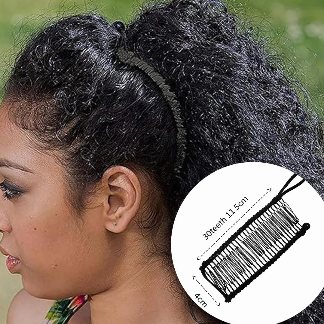 Pinza De Plátano Para El Cabello 30 Dientes Clip De Plátano Peines Decorativos Para Cabello Rizado Ondulado Grueso (Negro)