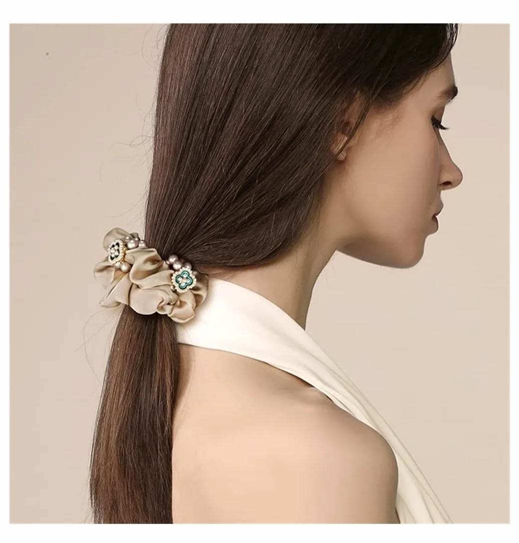 Coleteros Pelo Mujer Gomas Coleta De Perlas, Anillo Para El Cabello, Cuerda Para La Cabeza, Banda Goma Flores, Accesorios Para Para Cola Caballo Scrunchies Accesorios