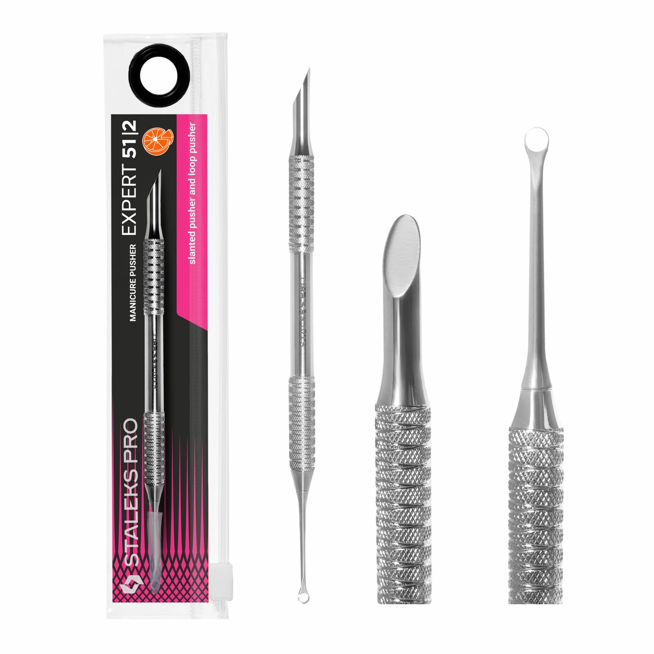 STALEKS PRO Empujador de cutículas 2 en 1 Acero Inoxidable Expert PE-51/2