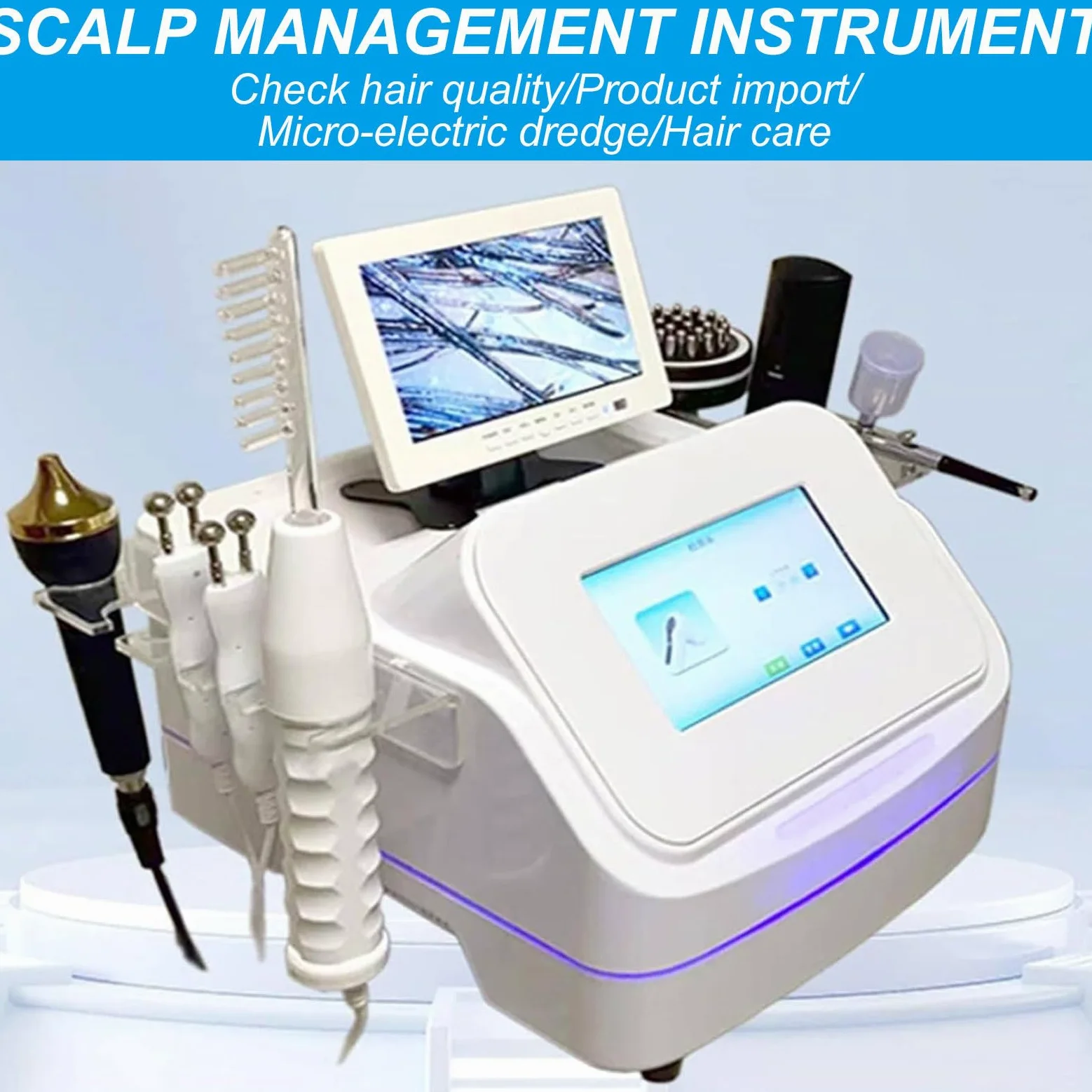 Instrumento Profesional Para El Manejo De La Cabeza, Dispositivo PortáTil Para El Cuidado Del Cuero Cabelludo, Analizador MicroscóPico De 200 Aumentos De La Piel Y El Cabello, Blanco