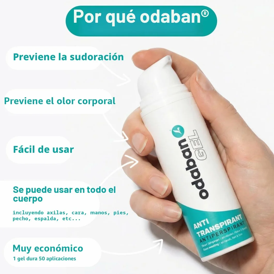 Odaban Antitranspirante Gel 50 ml | Control del Sudor para Manos, Pies, Rostro