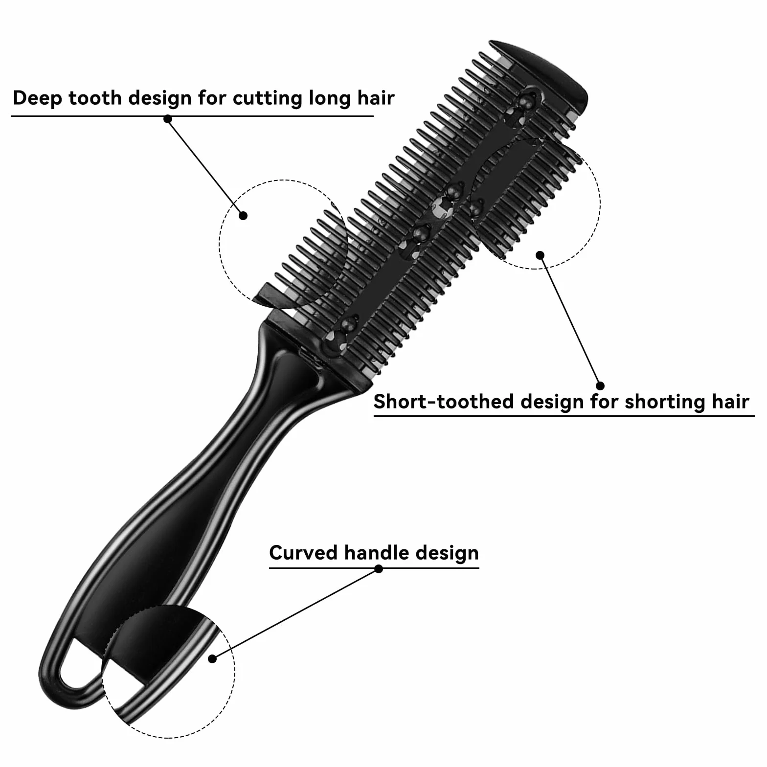 Peine de Afeitar y Corte Profesional 4 Piezas Cortador de Pelo Doble Cara Recortador Plástico con Navaja Kit Peine Adelgazar Cabello 12 Cuchilla Acero Inoxidable