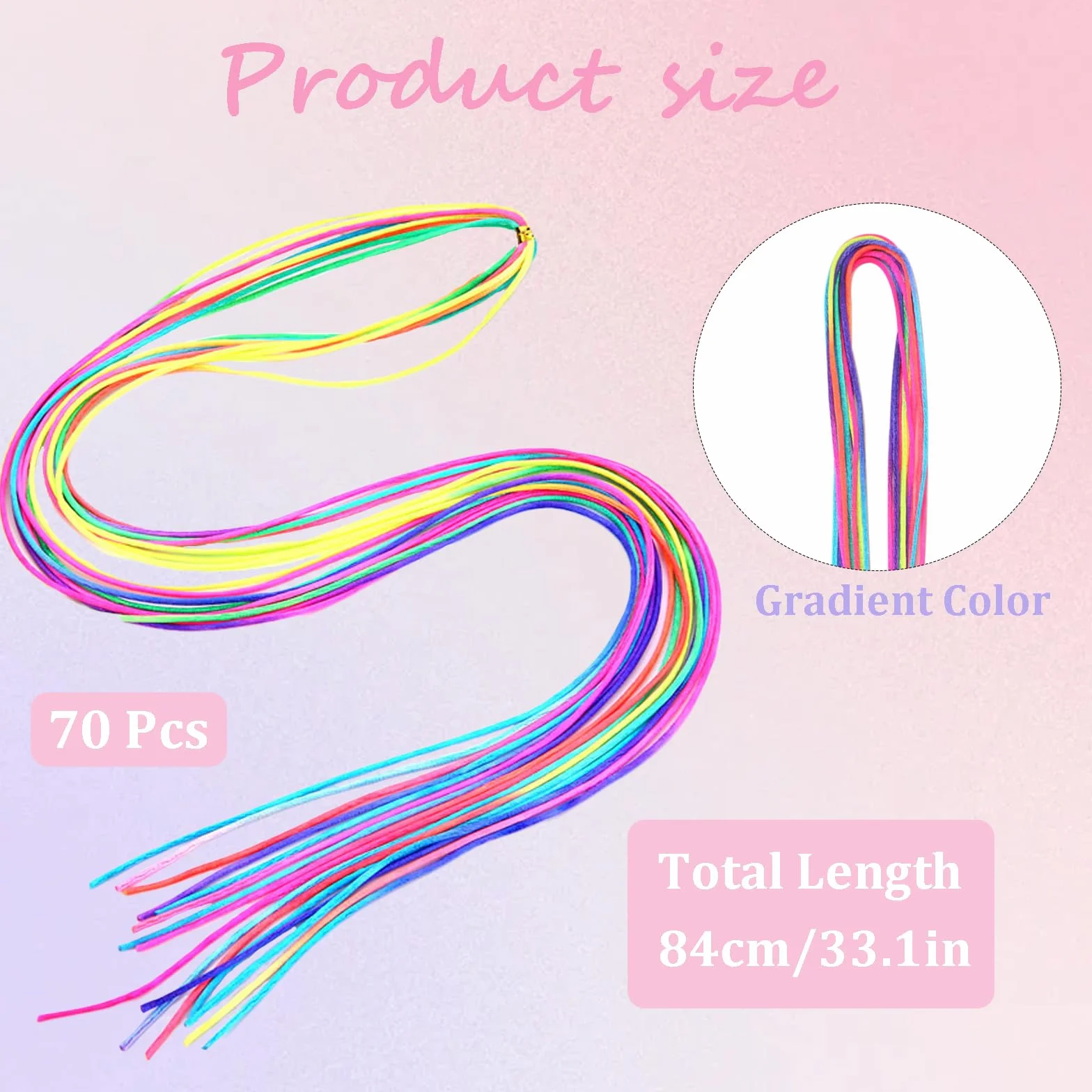 KEYRI 70 Piezas Extensiones de Pelo Niña, Trenzas de Colores Hilo Cabello Accesorio