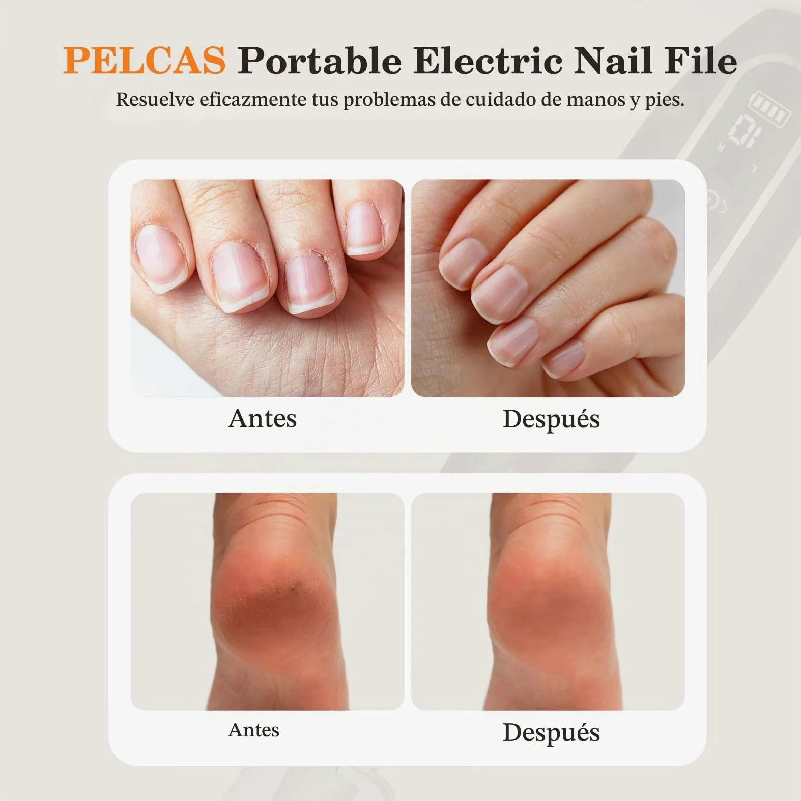 PELCAS Torno para Uñas 10 velocidades Torno para Uñas Profesional Inalámbrico con Pantalla LCD y Luz LED Lima Eléctricas Uñas Recargables Set de Manicura y Pedicura para Salón DIY