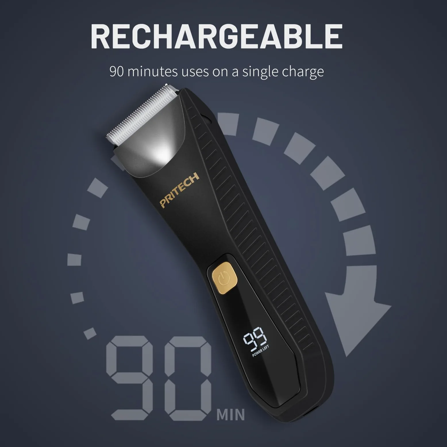 PRITECH Recortadora de vello púbico impermeable para hombres, afeitadora de hoja de cerámica con carga USB, uso húmedo y seco y diseño sin níquel, seguro para bolas y piel sensible (negro)
