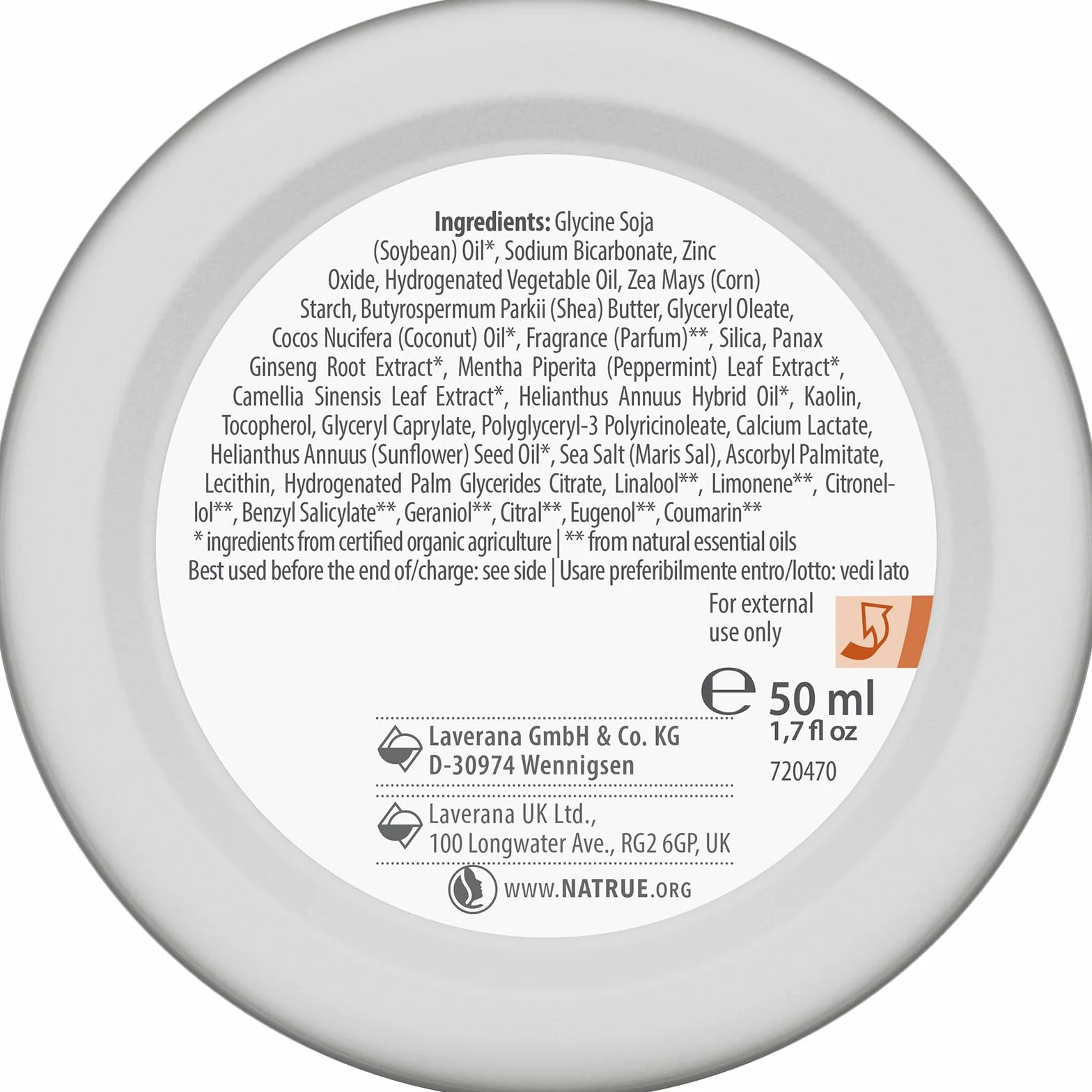 lavera Crema desodorante natural fuerte vegana ginseng orgánico minerales sin aluminio 48 horas protección 50 ml