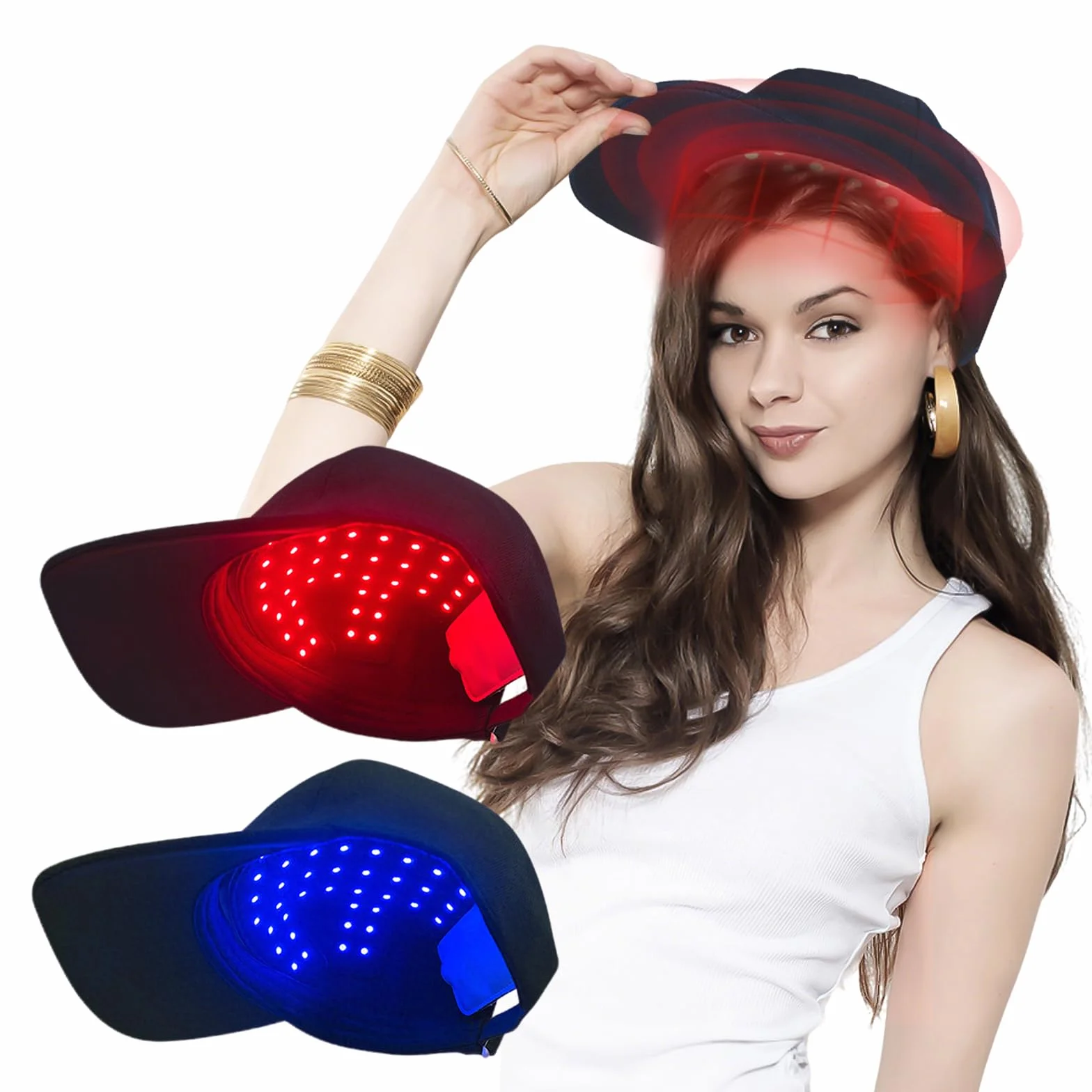 Rotlicht Haarwachstumskappe 168 LED 460nm 660nm 850nm Wiederaufladbare Infrarot Lichtkappe