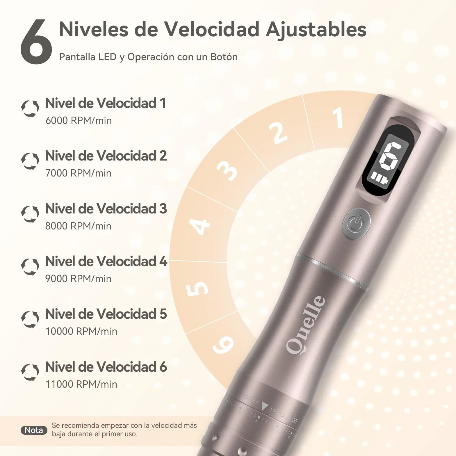 QUELLE Dermapen Profesional Kit Completo - Eléctrico Microneedling Pen con Pantalla LED, 6 Niveles de Velocidad y 16 Cartuchos