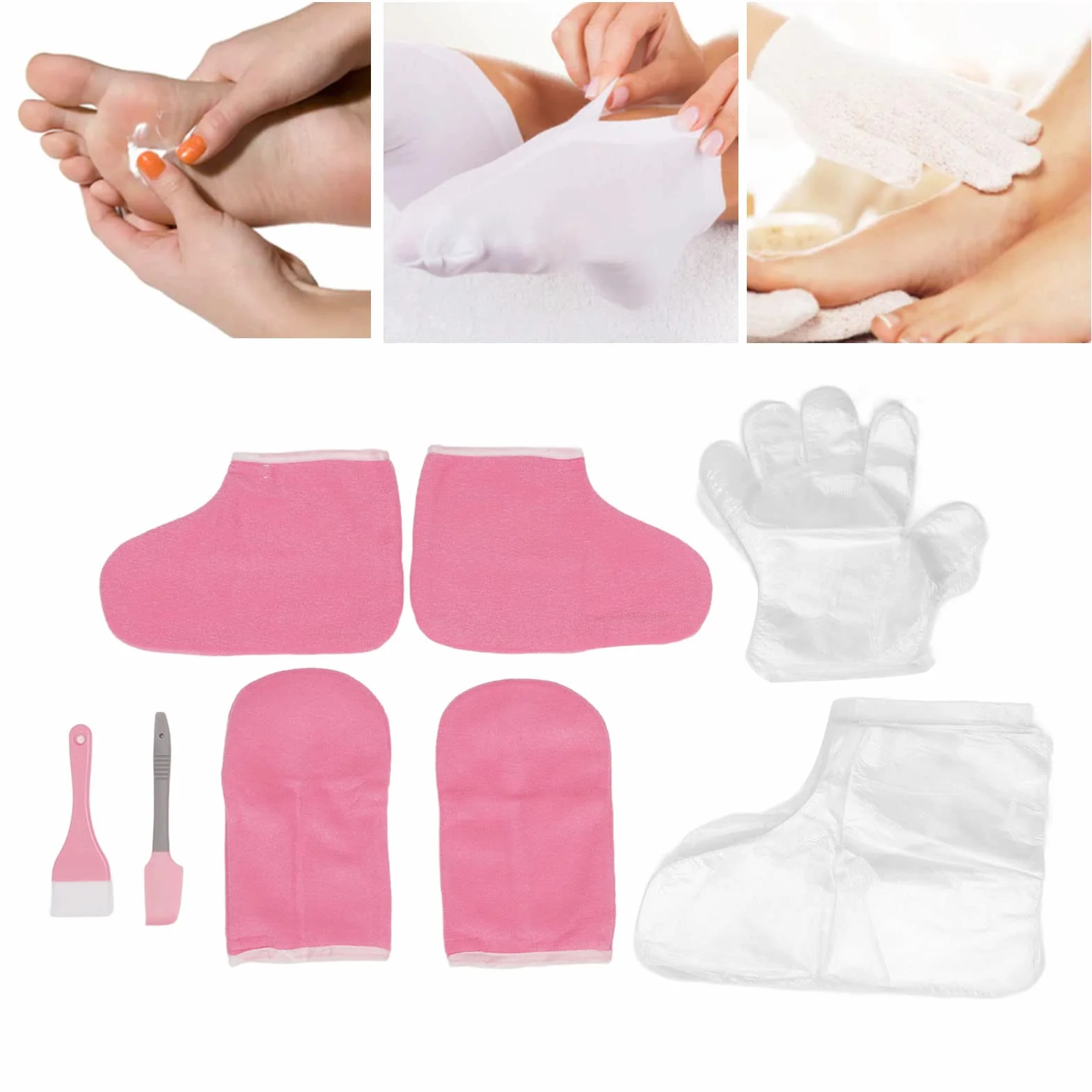 Botines de Rizo para Pies y Manoplas Gruesas de Parafina para Terapia SPA, Algodón Aislado