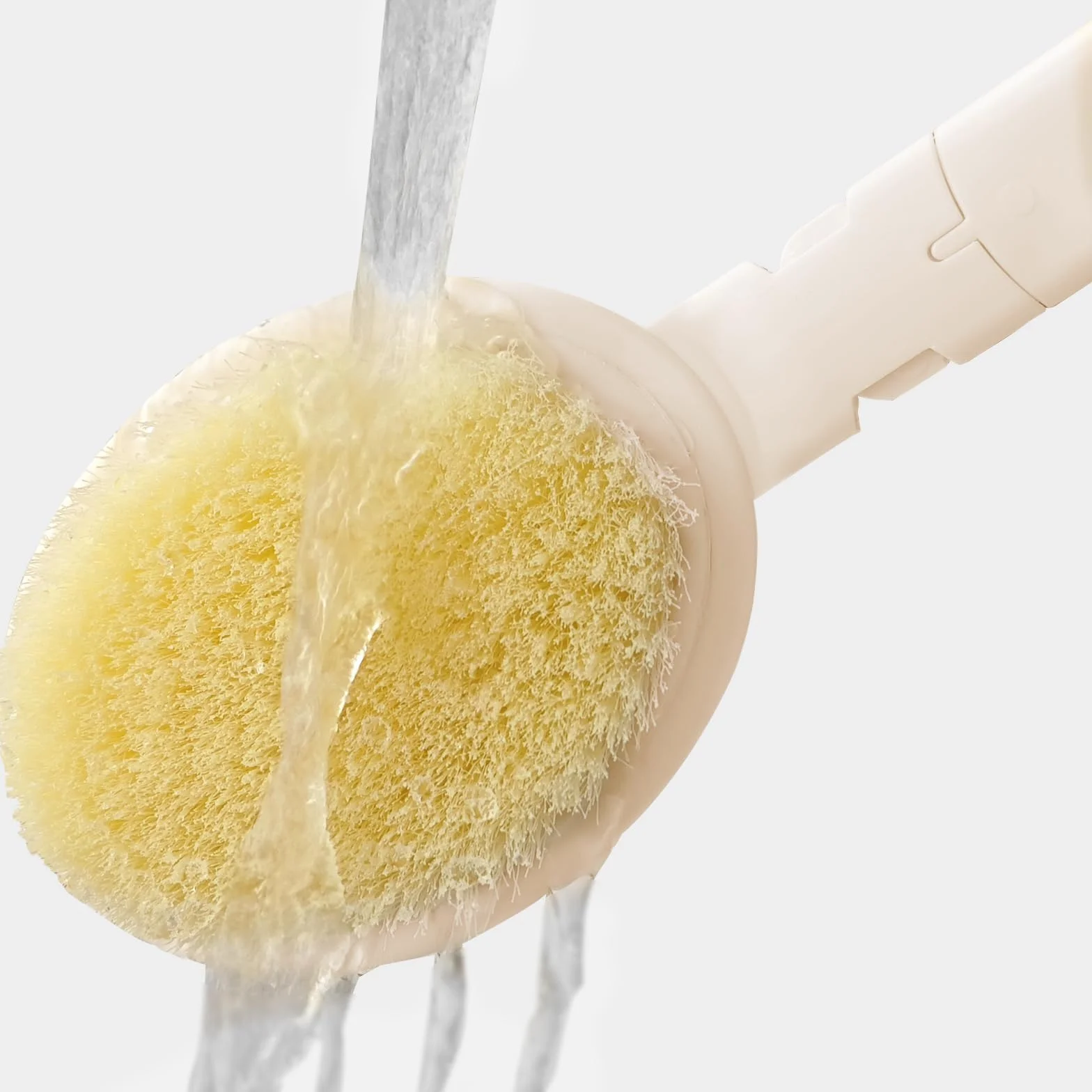 Esponja Ducha Mango Largo, Cepillo Espalda Aplicador Crema para Mujeres Hombres (Blanco)