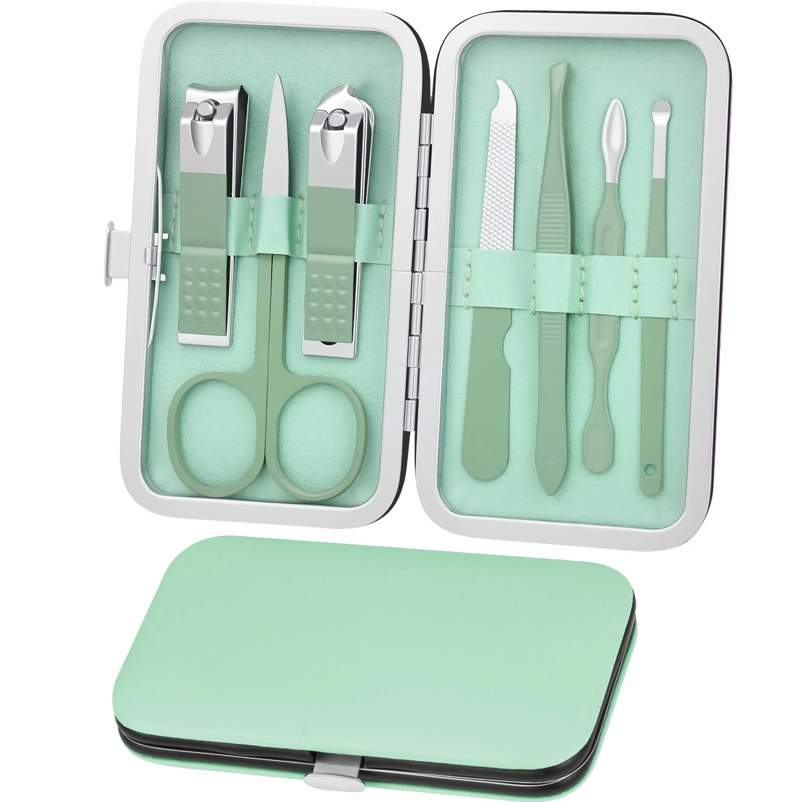 Set de Manicura Pedicura 7 en 1 Cortaúñas Acero Inoxidable Grooming Kit Profesional