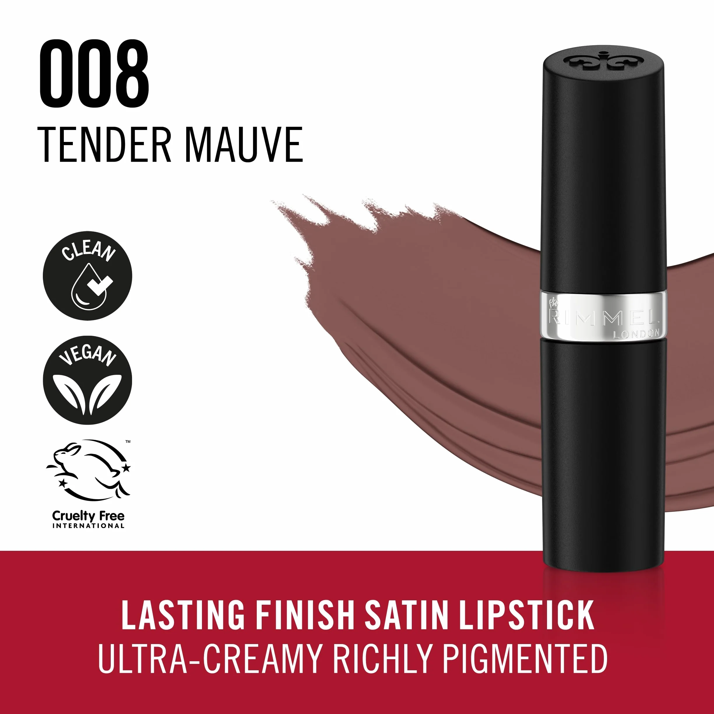 Rimmel London Lasting Barra de Labios Tono 8 Dusty Rose 4 g